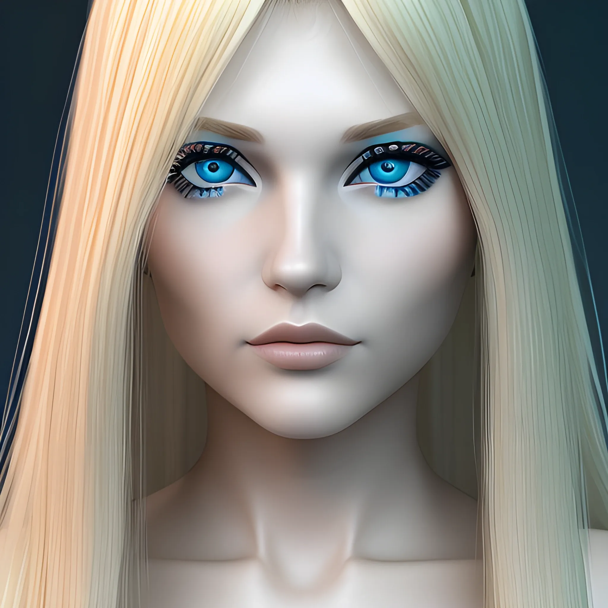 woman, long blonde Hair, blue Eys,  , 3D , lächeln