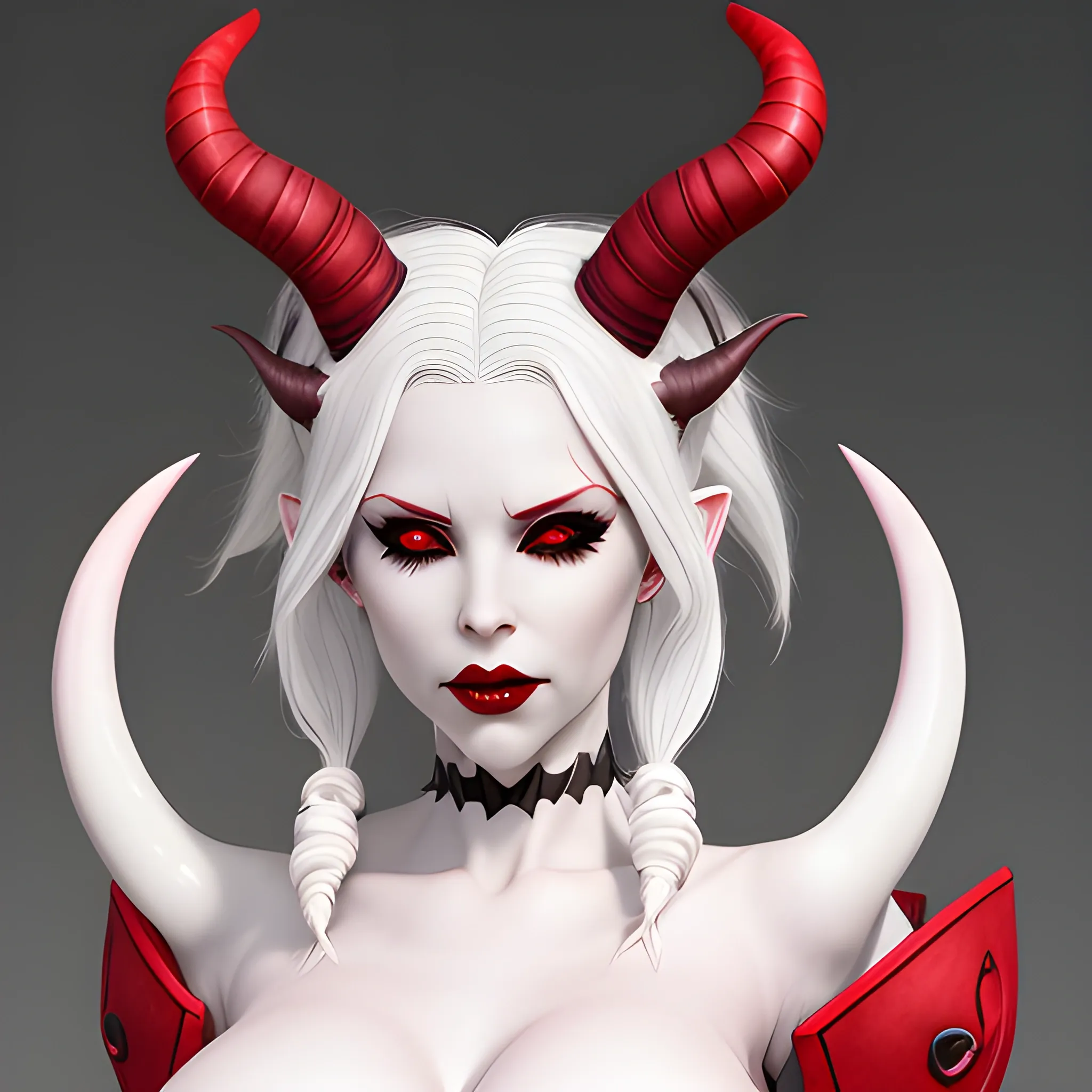 succubus, white hair, curled horns, white lobes, red outfit with cleavage, full body, high definition, ultra realistic, natural shading, high precision, high quality, stable, high detail, accurate contours, photography, natural lighting, sharp, not blurred, not double-headed, not distorted,