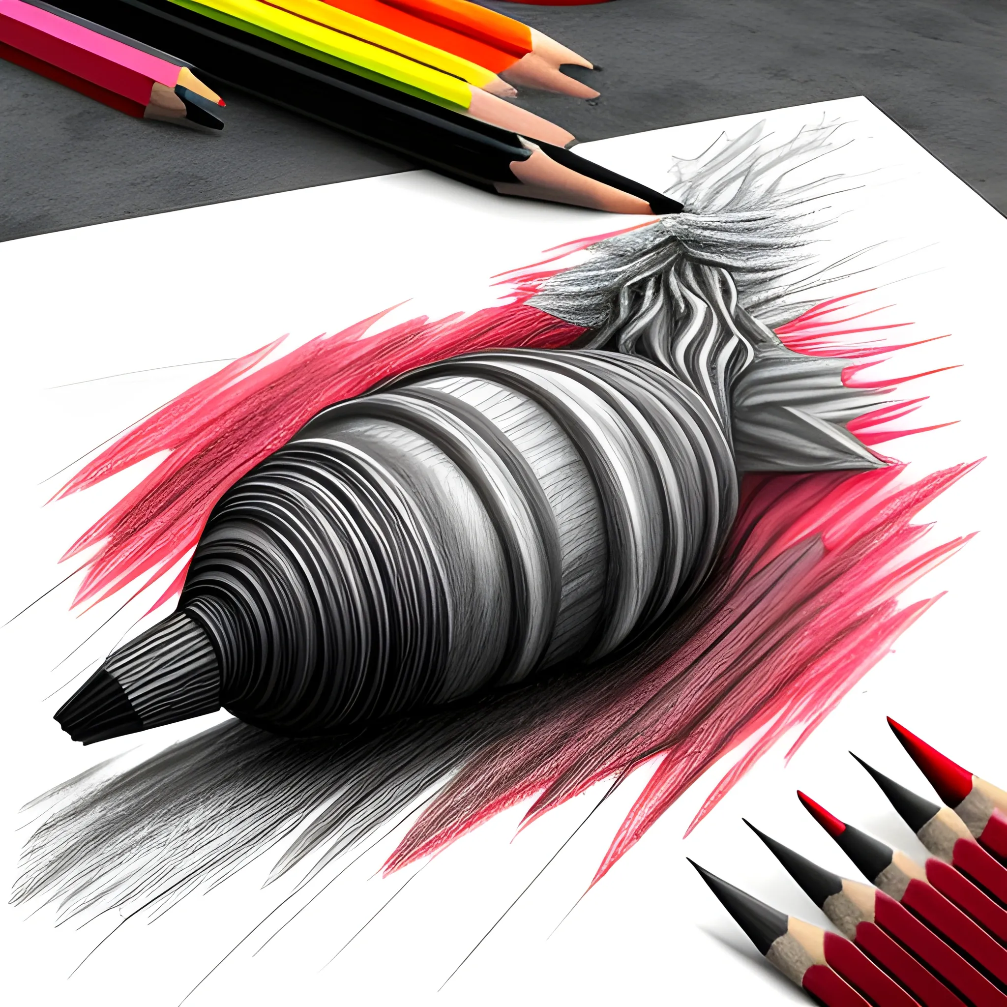 Vinos realista colores gris negro y rojo
, Trippy, 3D, Pencil Sketch