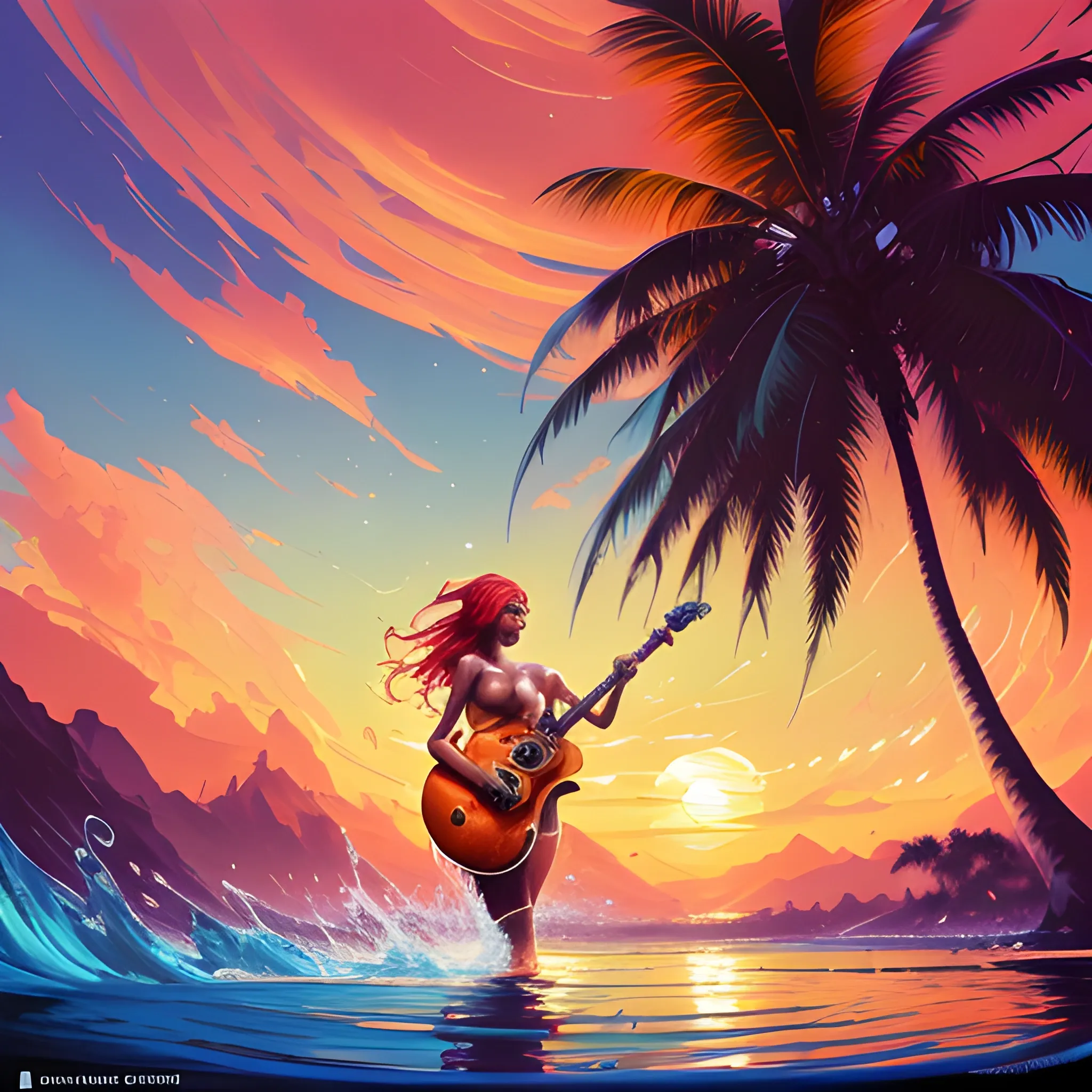 Beautiful sunset in the tropical beach 6025473 Vector Art at Vecteezy