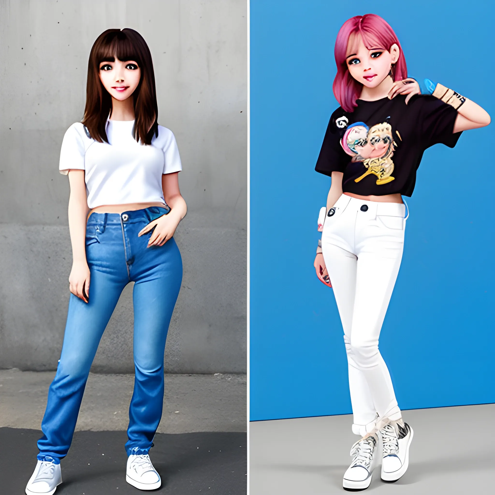 idols twice junto con idols new jeans, Cartoon