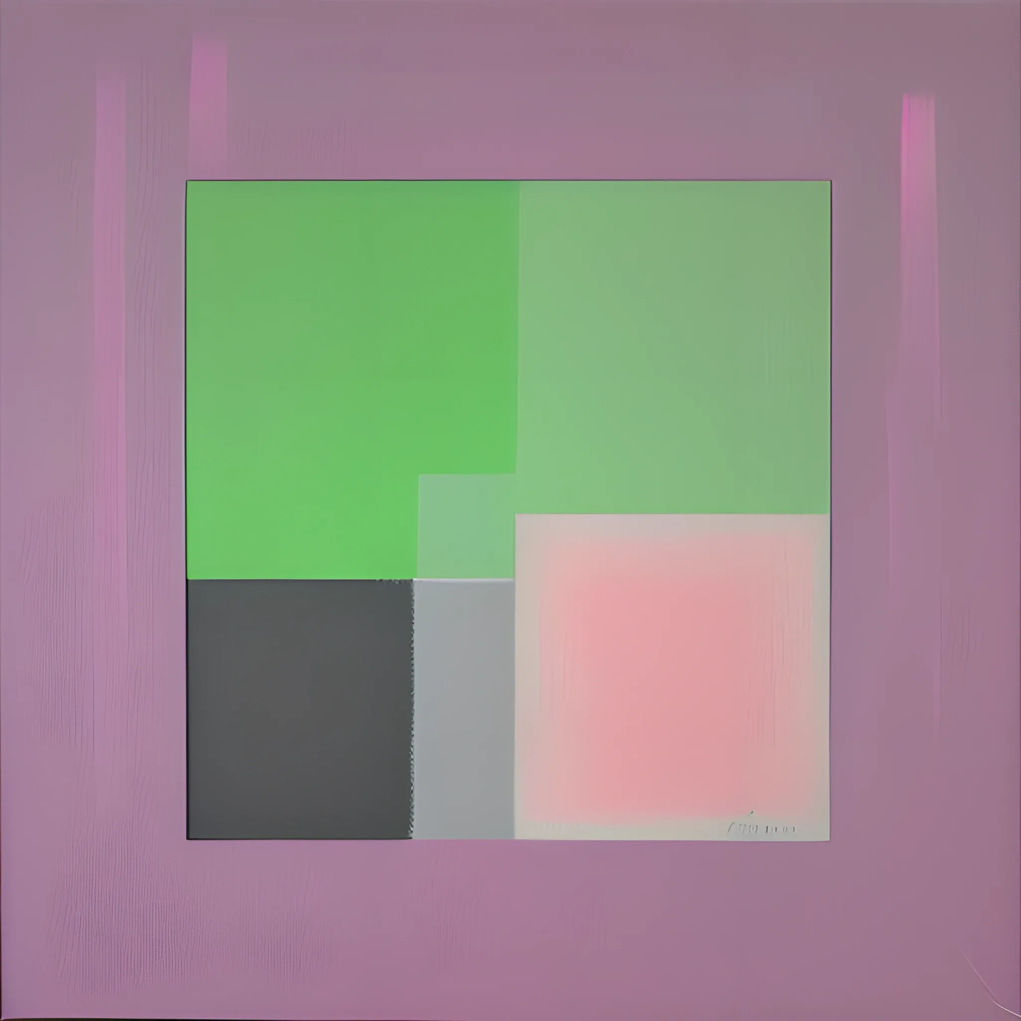 , Oil Painting with pink, green and grey colours in abstrac style
