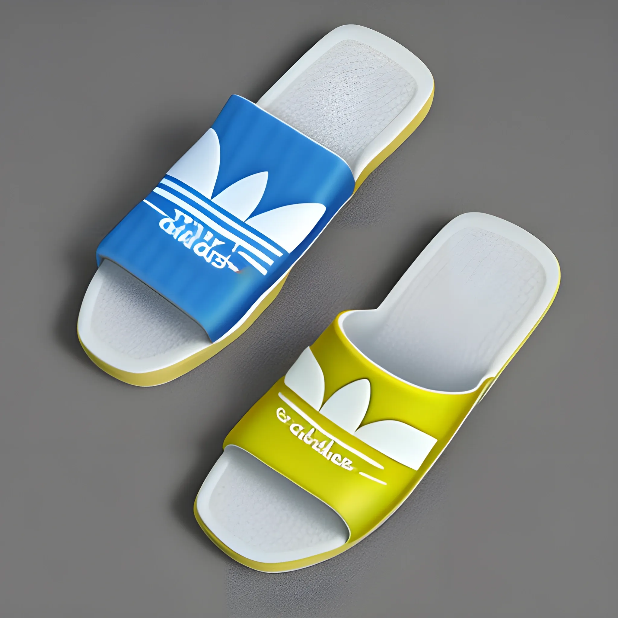 Adidas, Adilette Shower Slides, 3D, Oil Painting