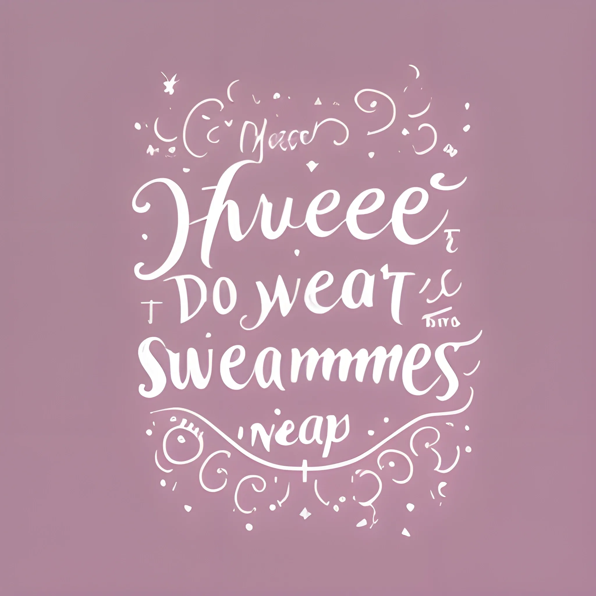 Create an image with the phrase: have Sweet Dreams but don't fall asleep with different calligraphy and in pastel tones
