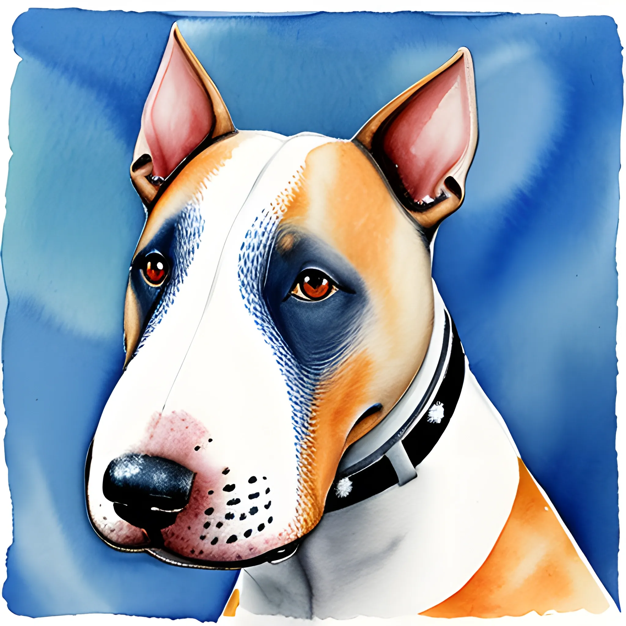 bull terrier realista, Water Color