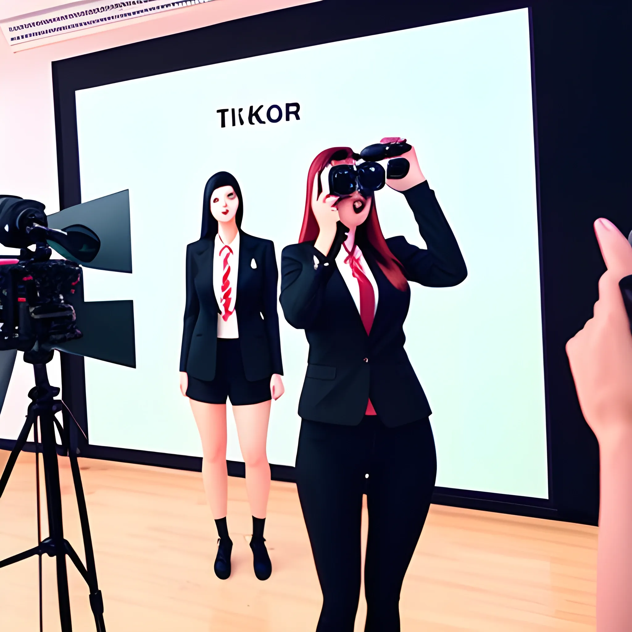 students of a university recording a video on tiktok, anime styl... -  Arthub.ai