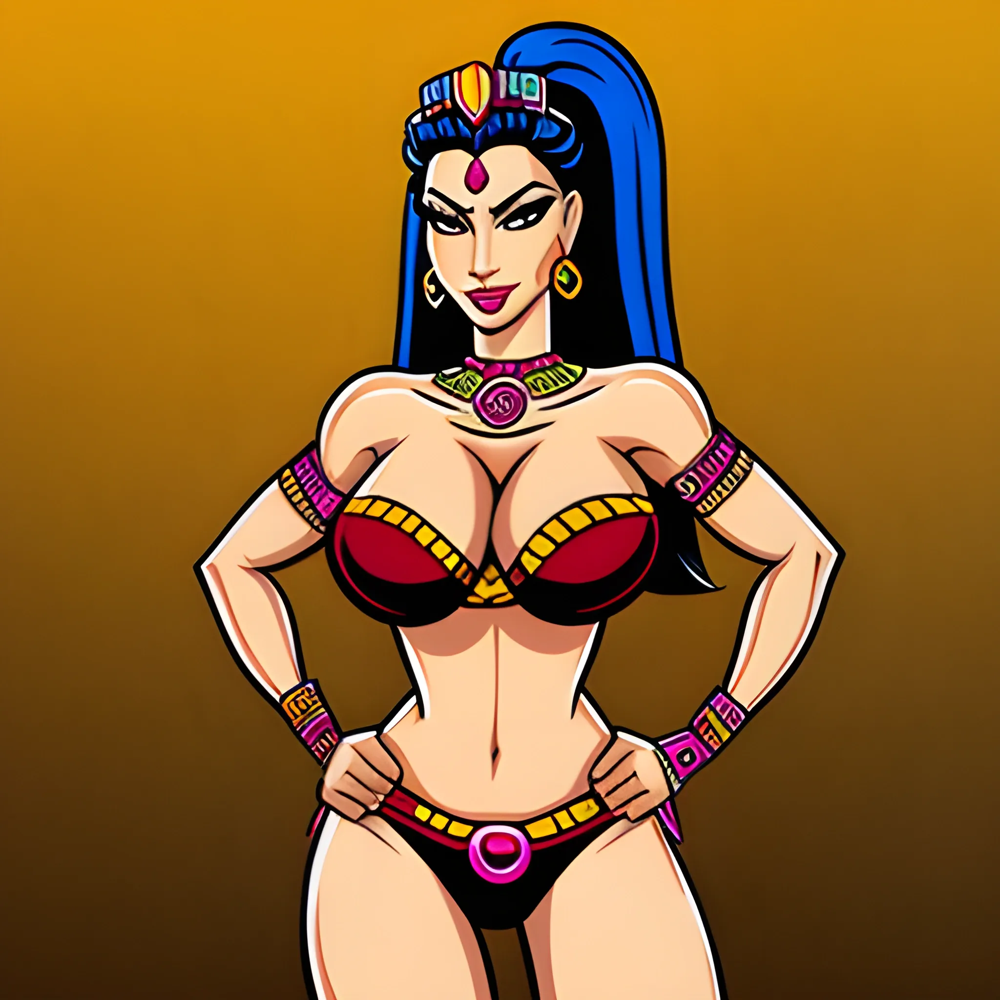 Cartoon graffiti style character girl sexy Latina aztec warrior princess

