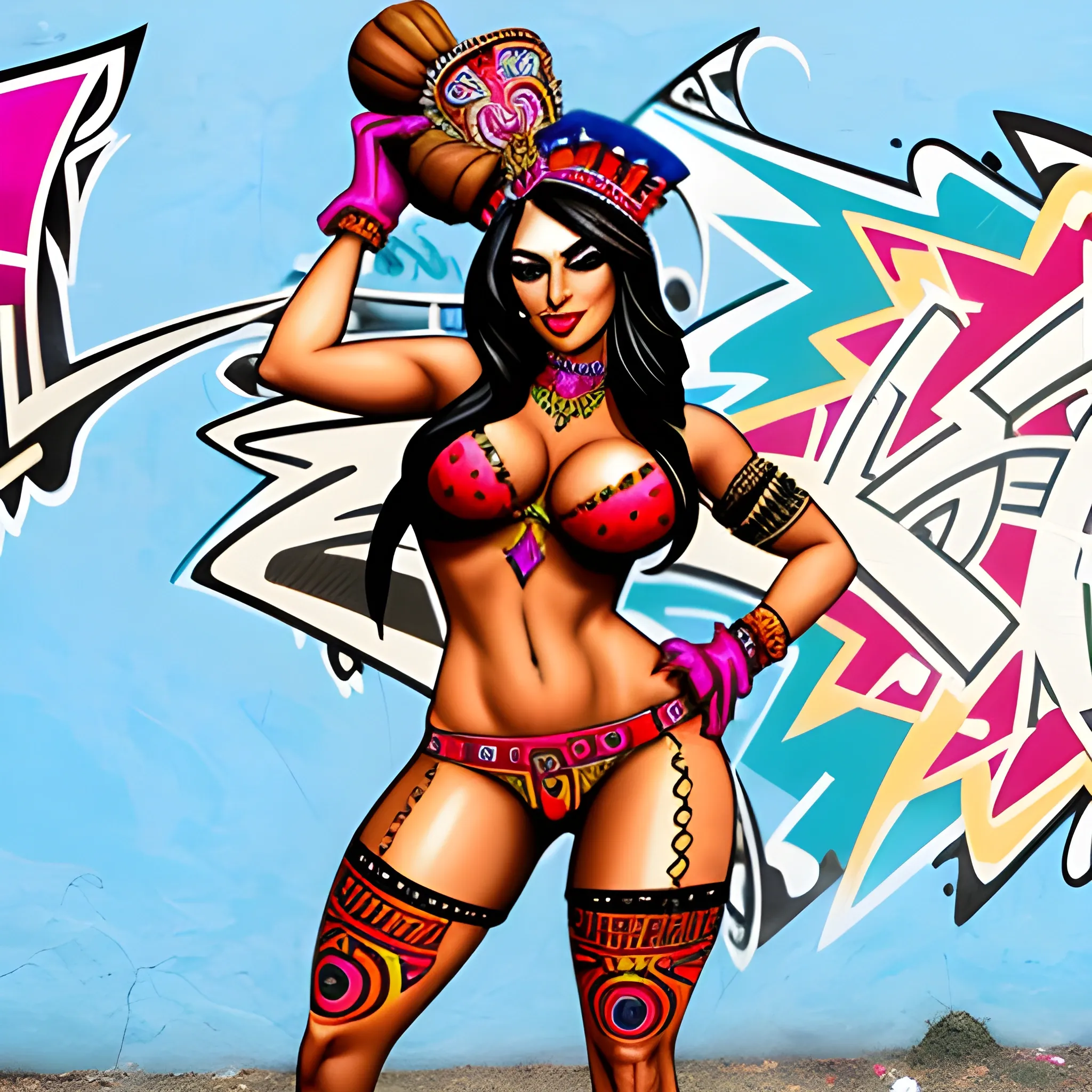 Brats. Style graffiti character girl sexy Latina aztec princess

