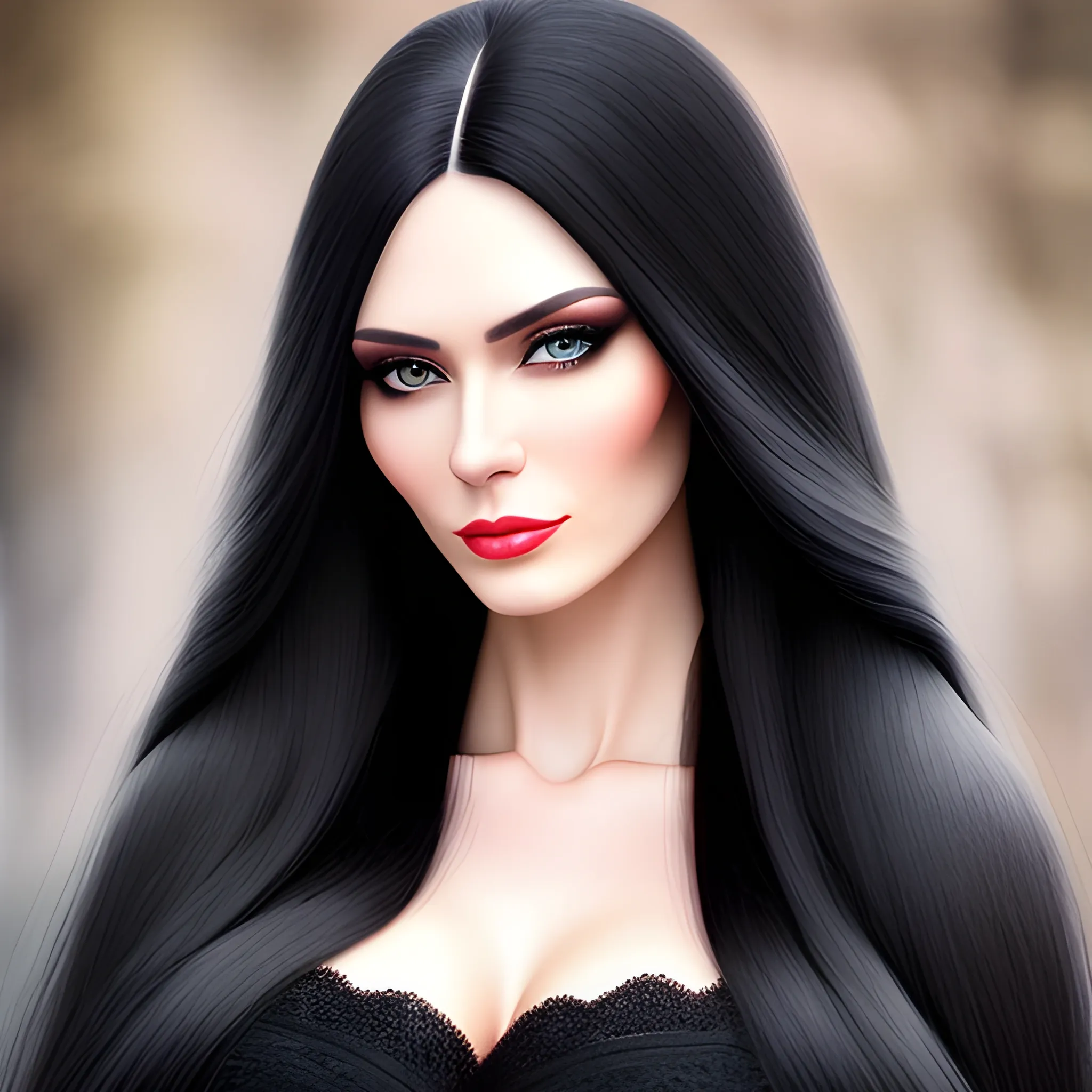 Young Russian woman, pure and beautiful, long black hair, portrait, ultra high definition, high detail