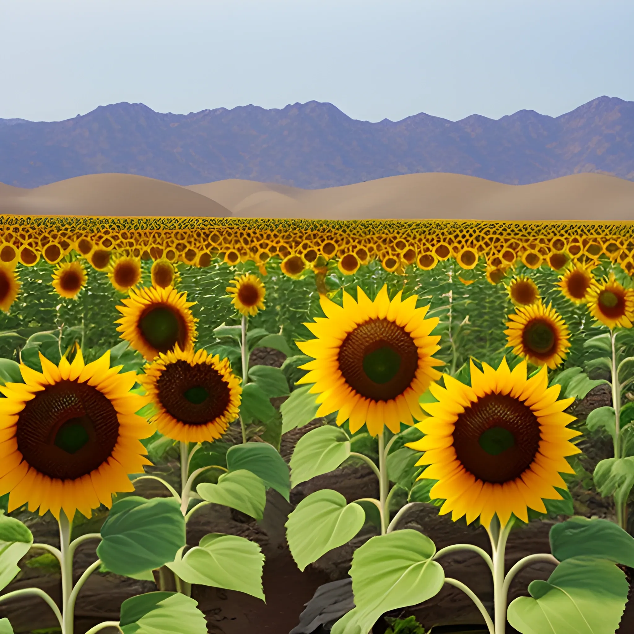 Sunflower field in the Sonora desert