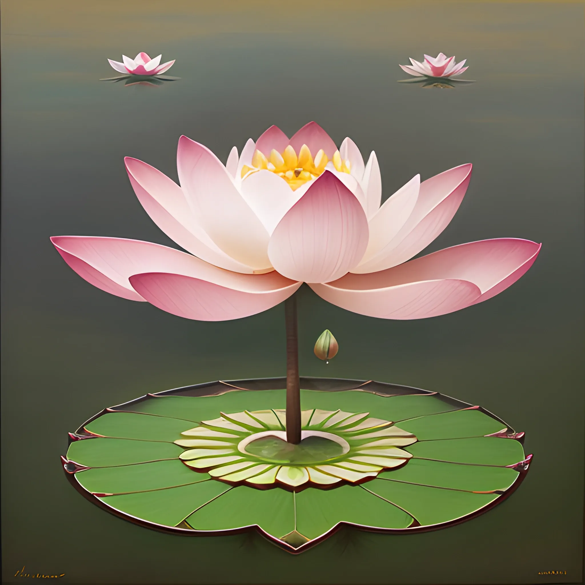 a beautiful lotus flower inspired by the symbol of the lotus flower bringing joy to life and balance, cinematic, inspired by arcadia, the lotus is the most beautiful flower, whose petals open one by one. But it only grow in mud. in order to grow and gain wisdom,  meaning the purity of mind. 


, Oil Painting inspired by the painter salvator dali