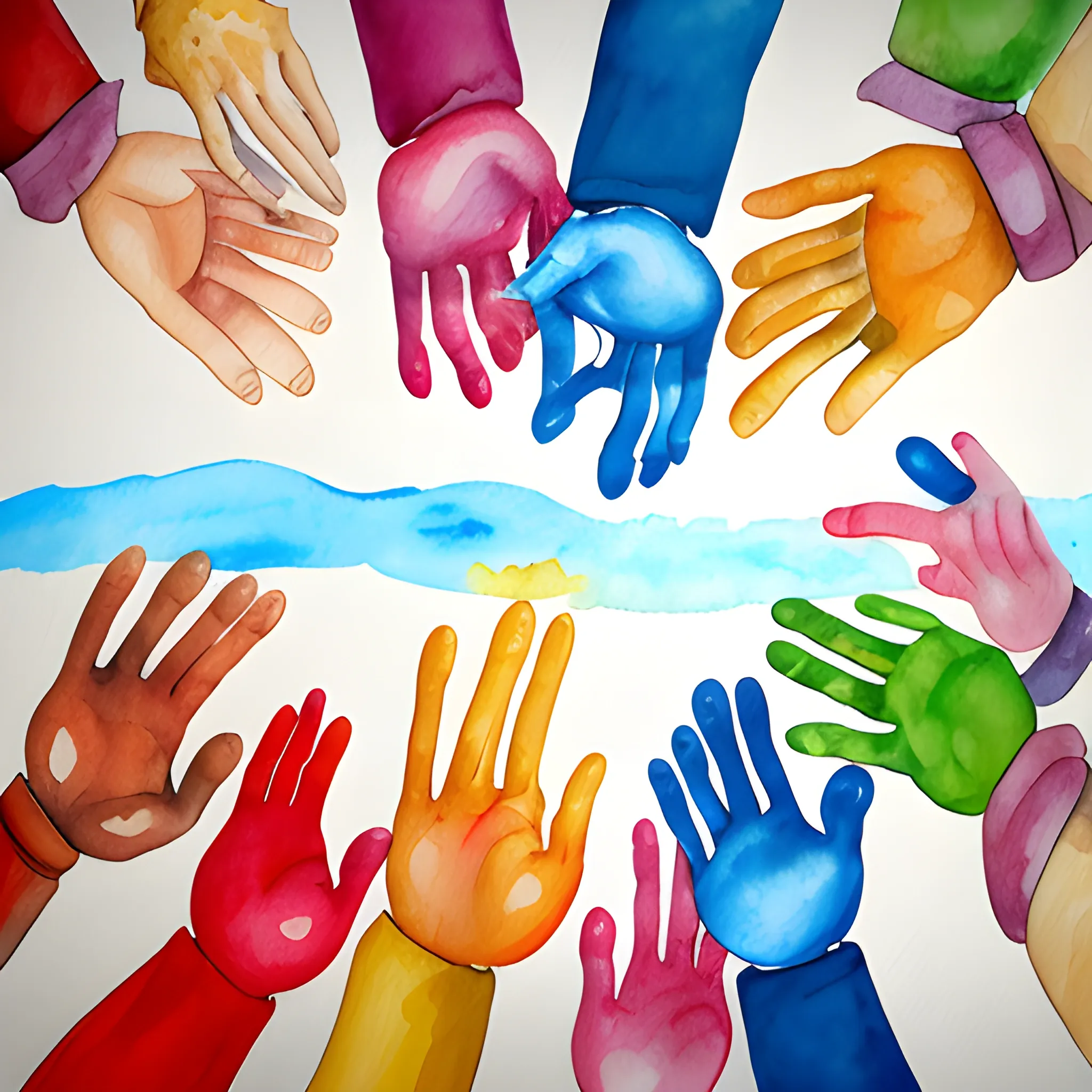 Draw both hands supporting from below., , Cartoon, Water Color, Oil Painting