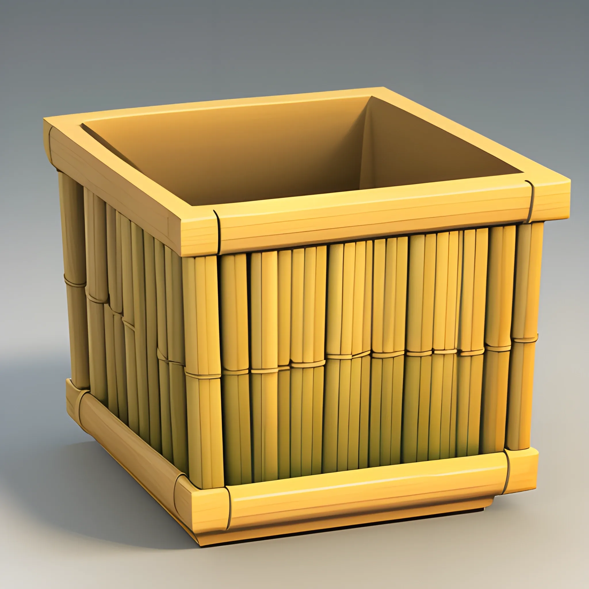 Square Pot Bamboo, 3D