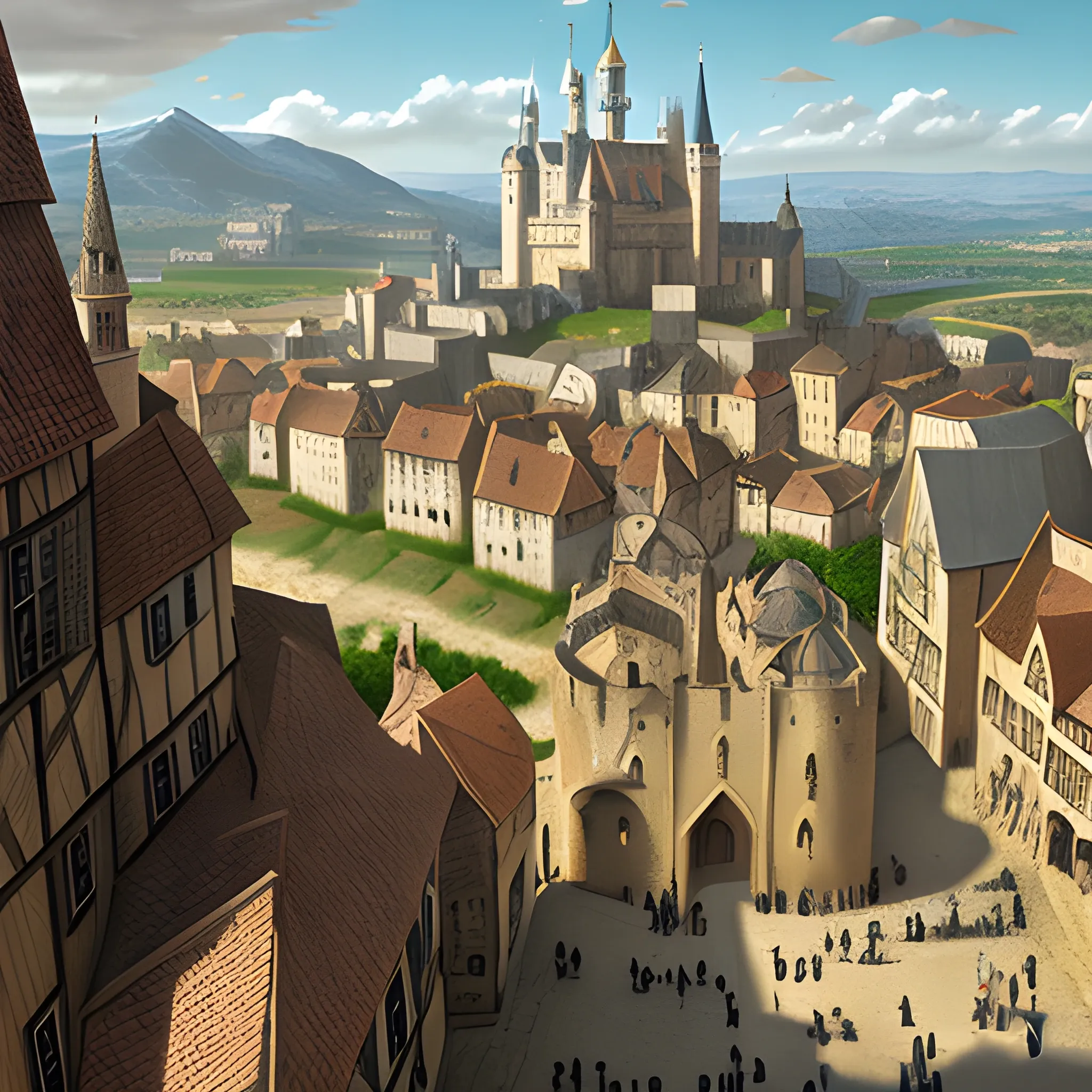 medieval city landscape realistic 