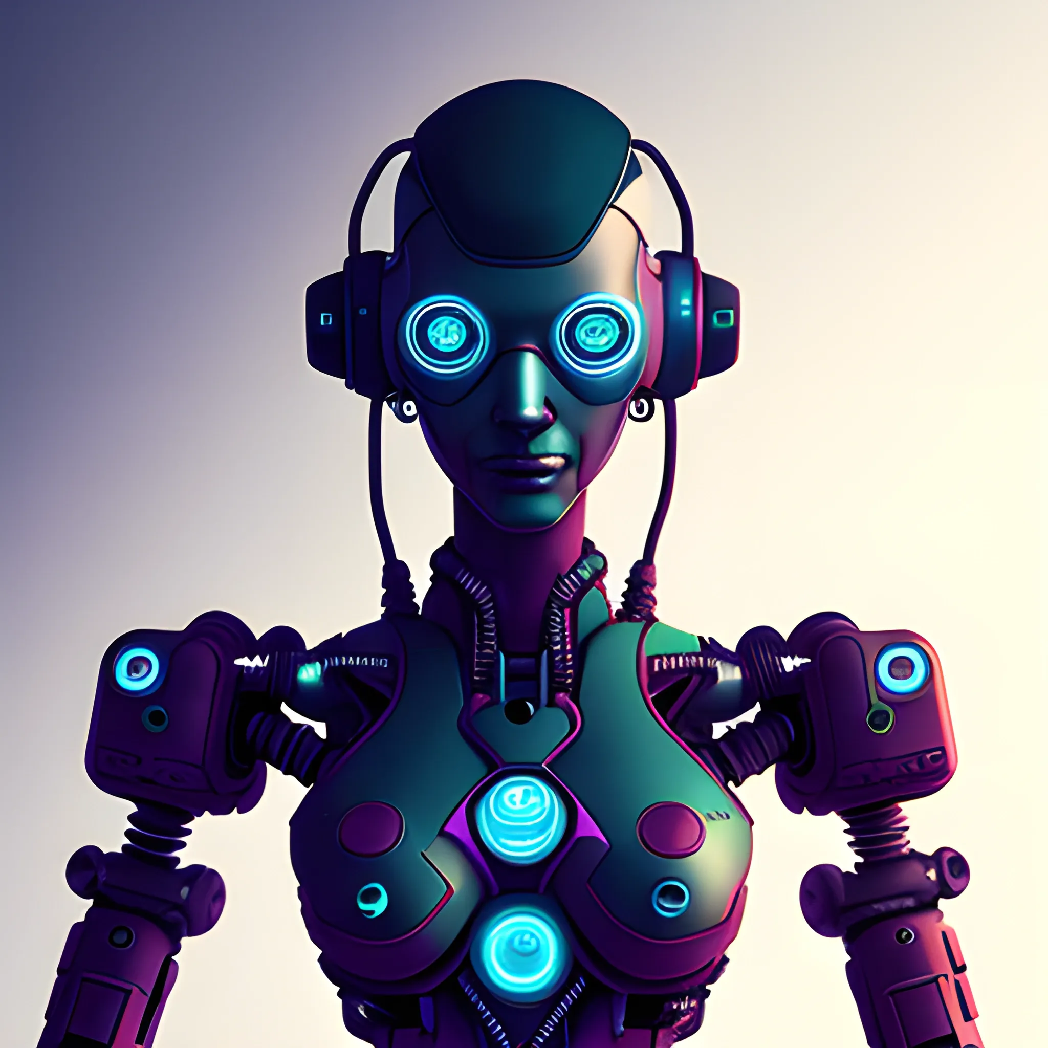 Cyberpunk style robot avatar, digital style, high quality