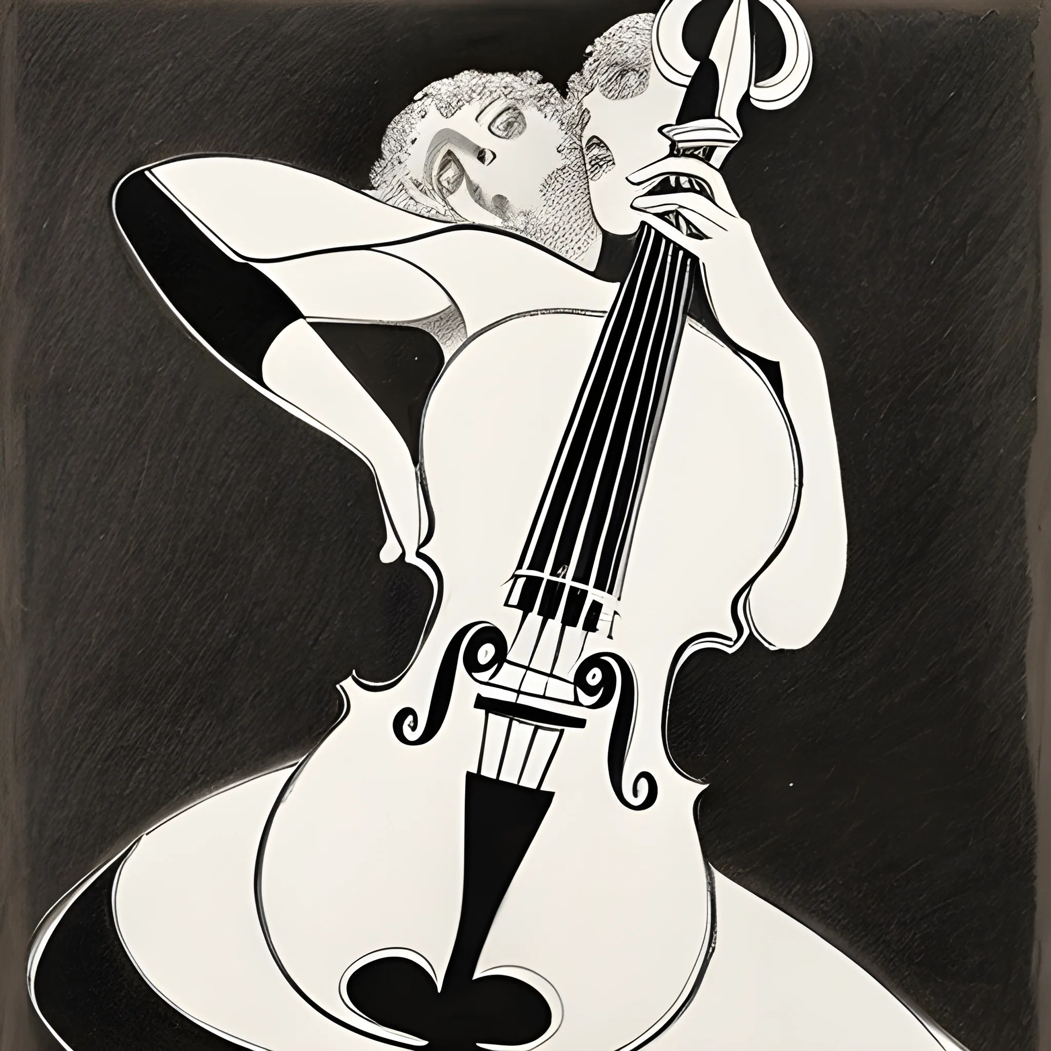 dessine Le Violon d’Ingres (1924) de Man Ray en couleur et noir et blanc, Trippy, Pencil Sketch