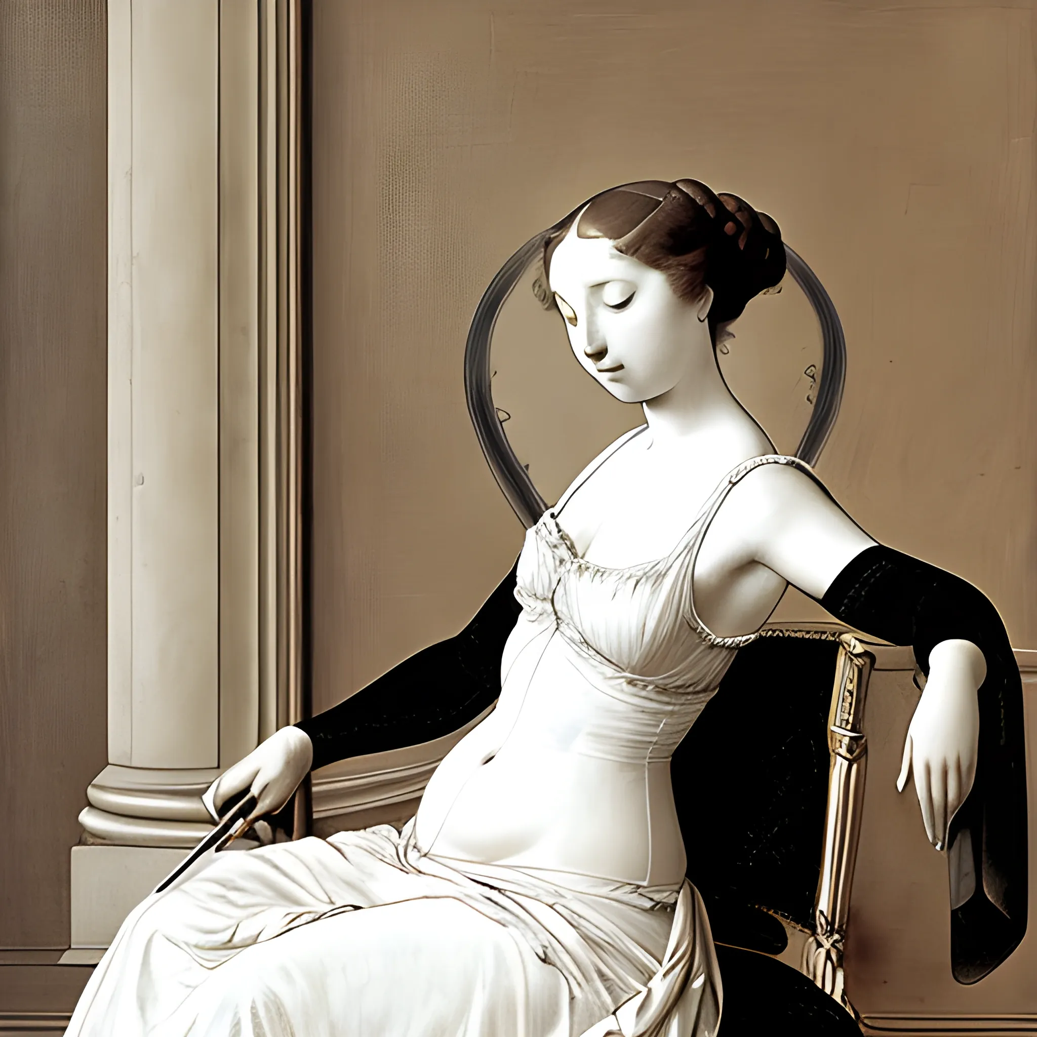 Le Violon d’Ingres sur le dos d'une femme assise, couleur, noir et blanc
