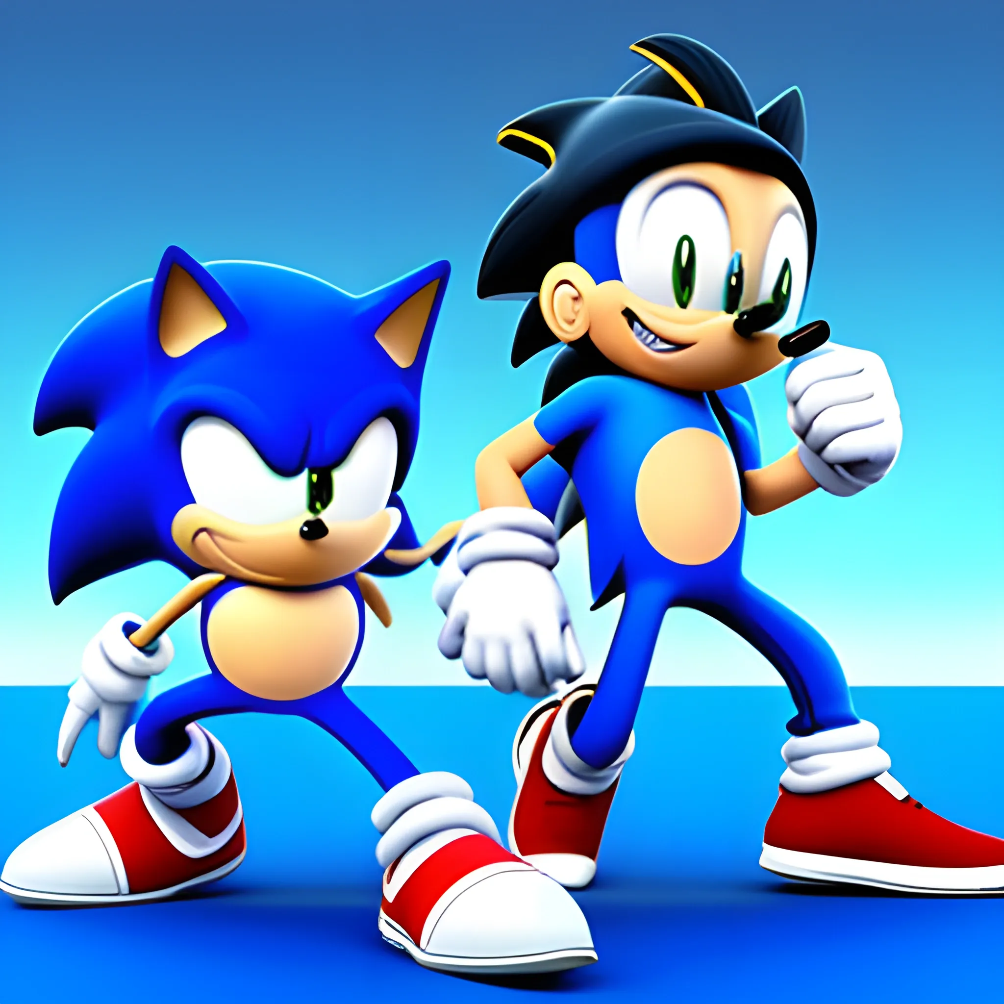  Sonic y Dieguito Maradona, 3D