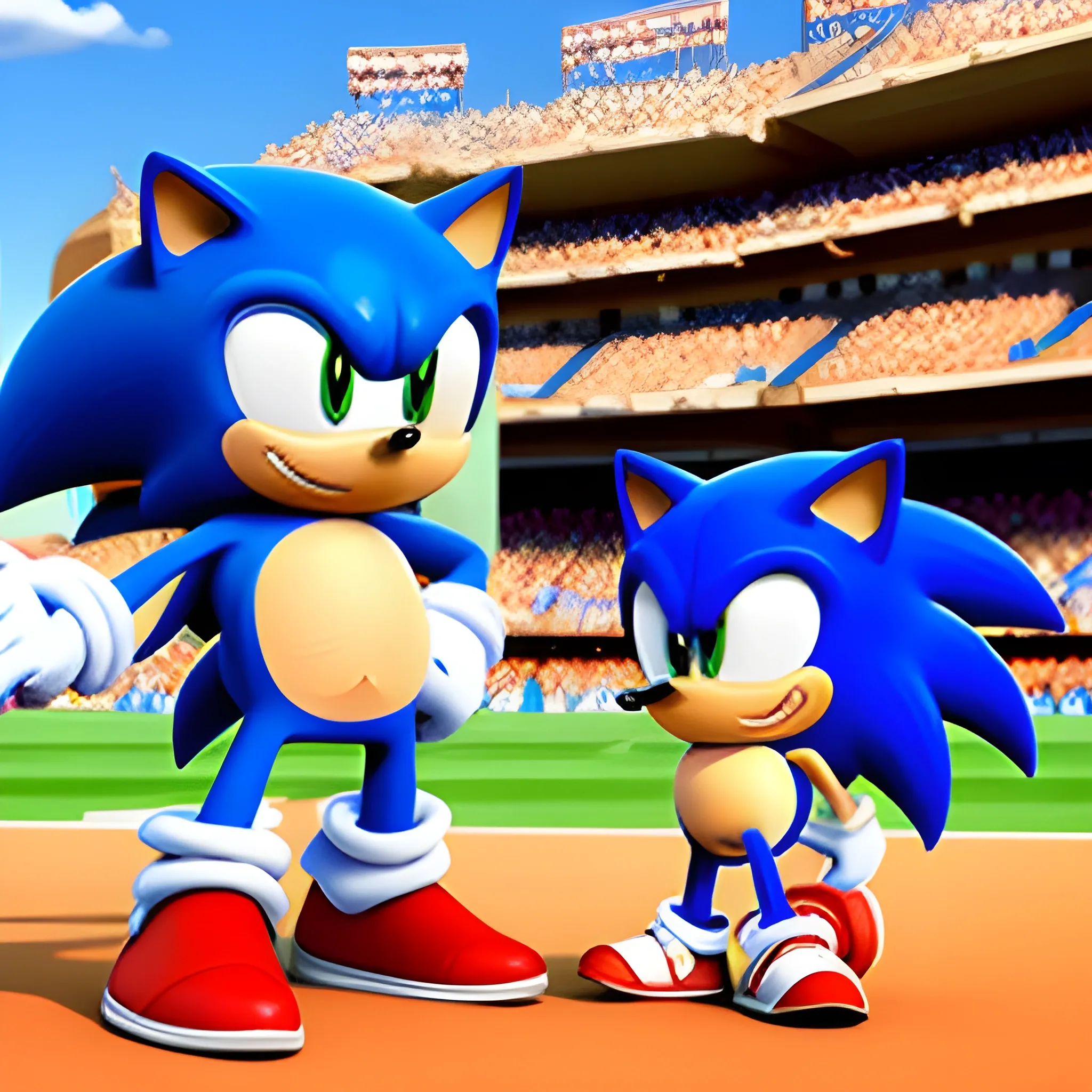  Sonic y Dieguito Maradona, 3D