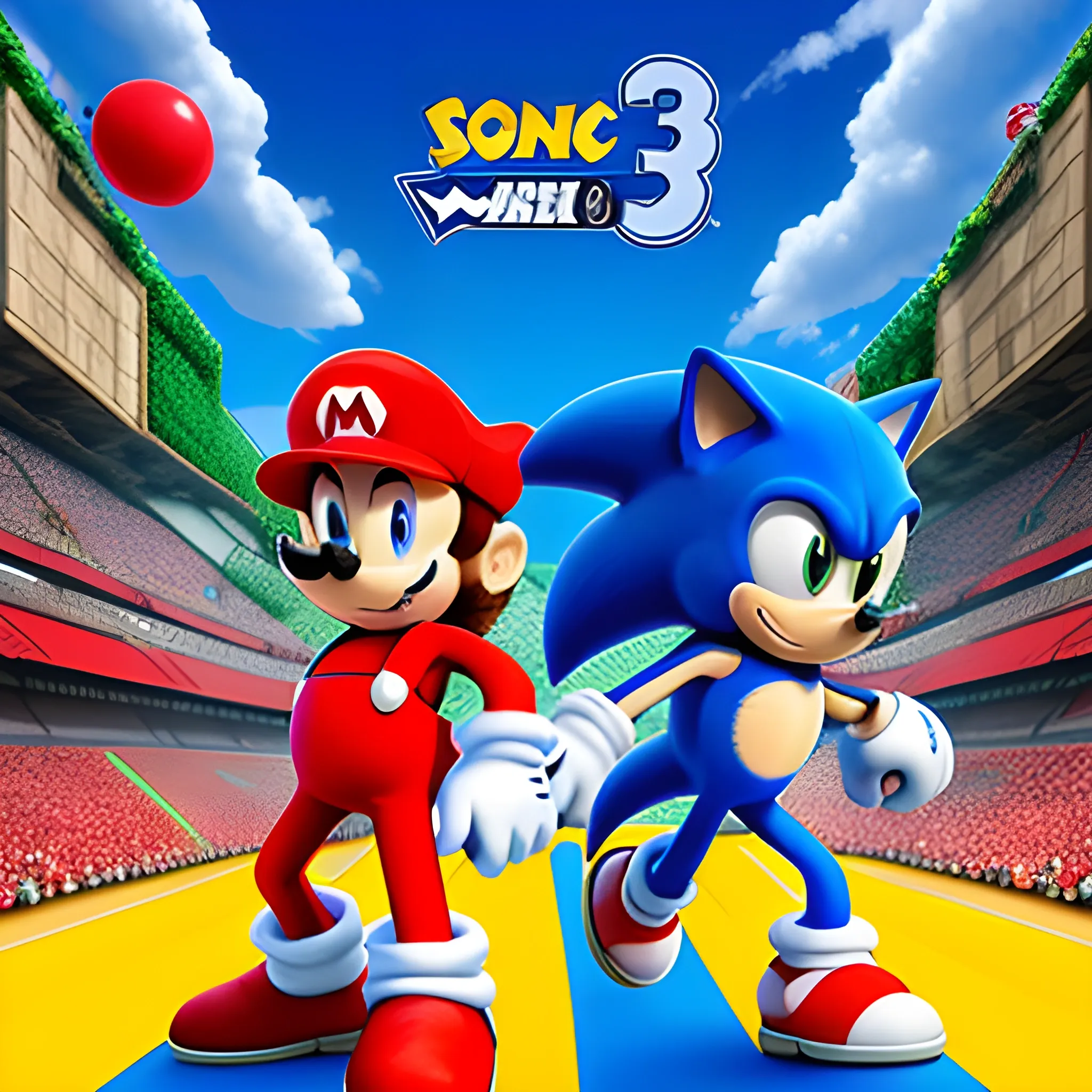 Sonic & Mario 3, ps5, portada, 3D