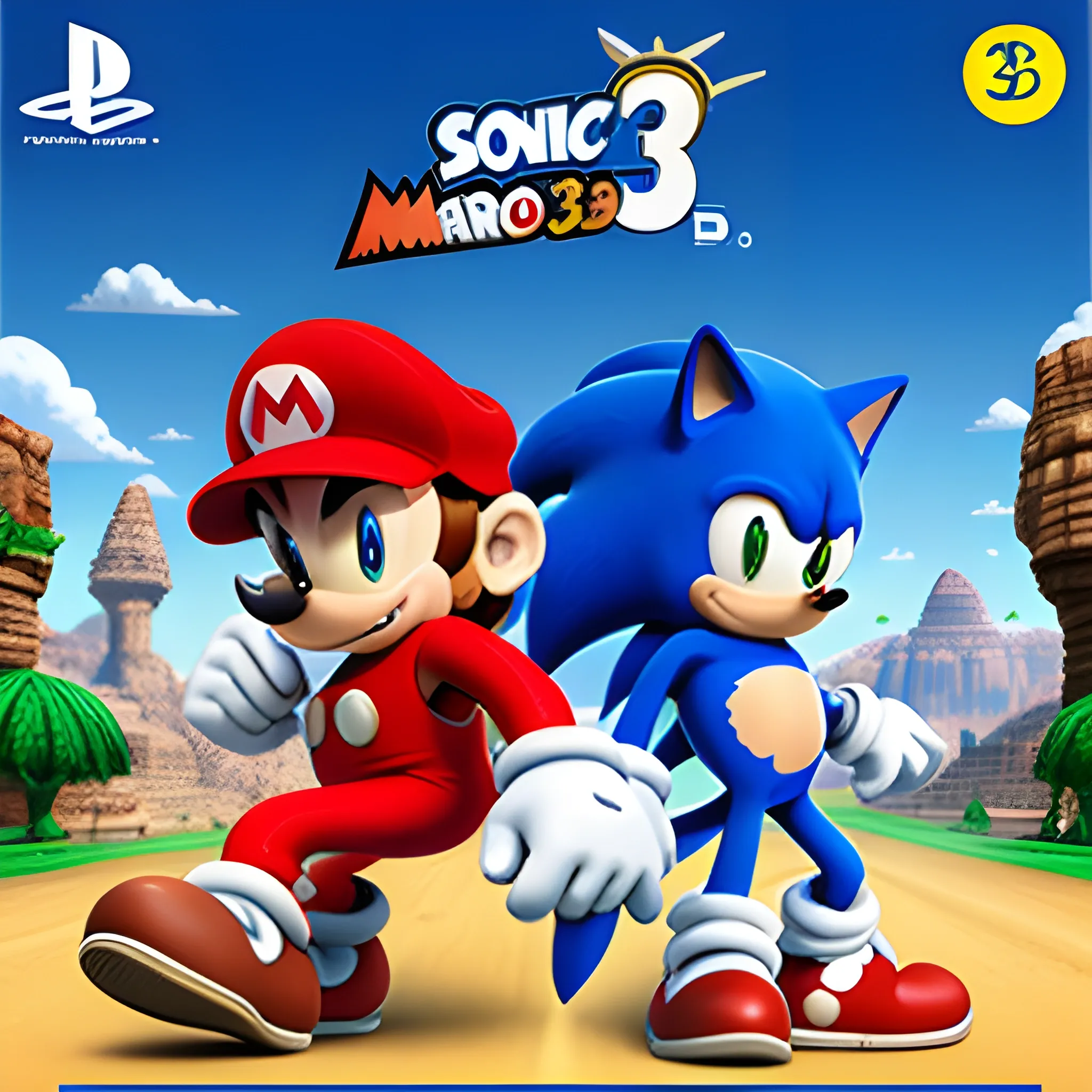 Sonic & Mario 3, ps5, portada, 3D