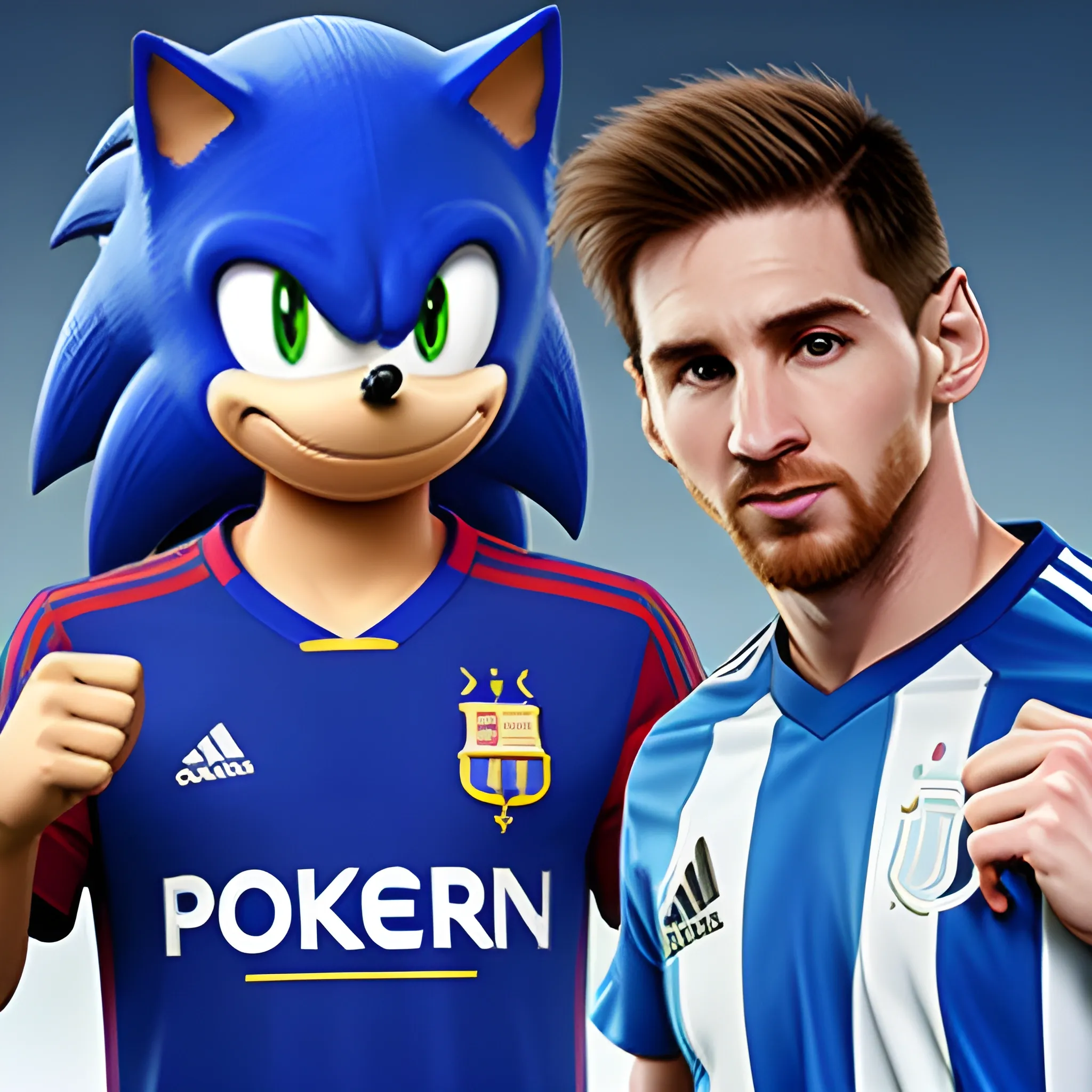 Sonic el erizo & Messi con la camiseta de argentina, portada, PS5