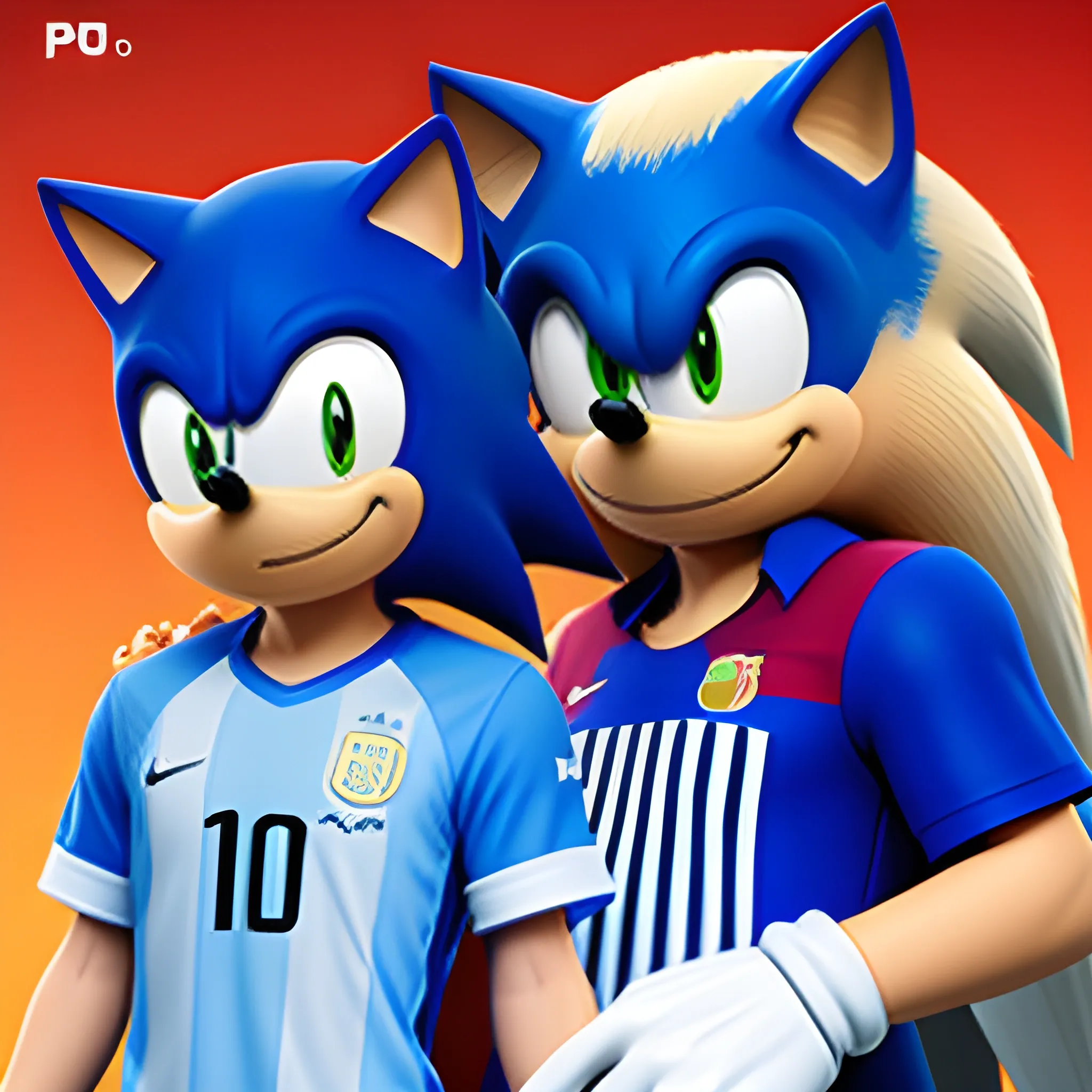 Sonic el erizo & Messi con la camiseta de argentina, portada, PS5, 3D