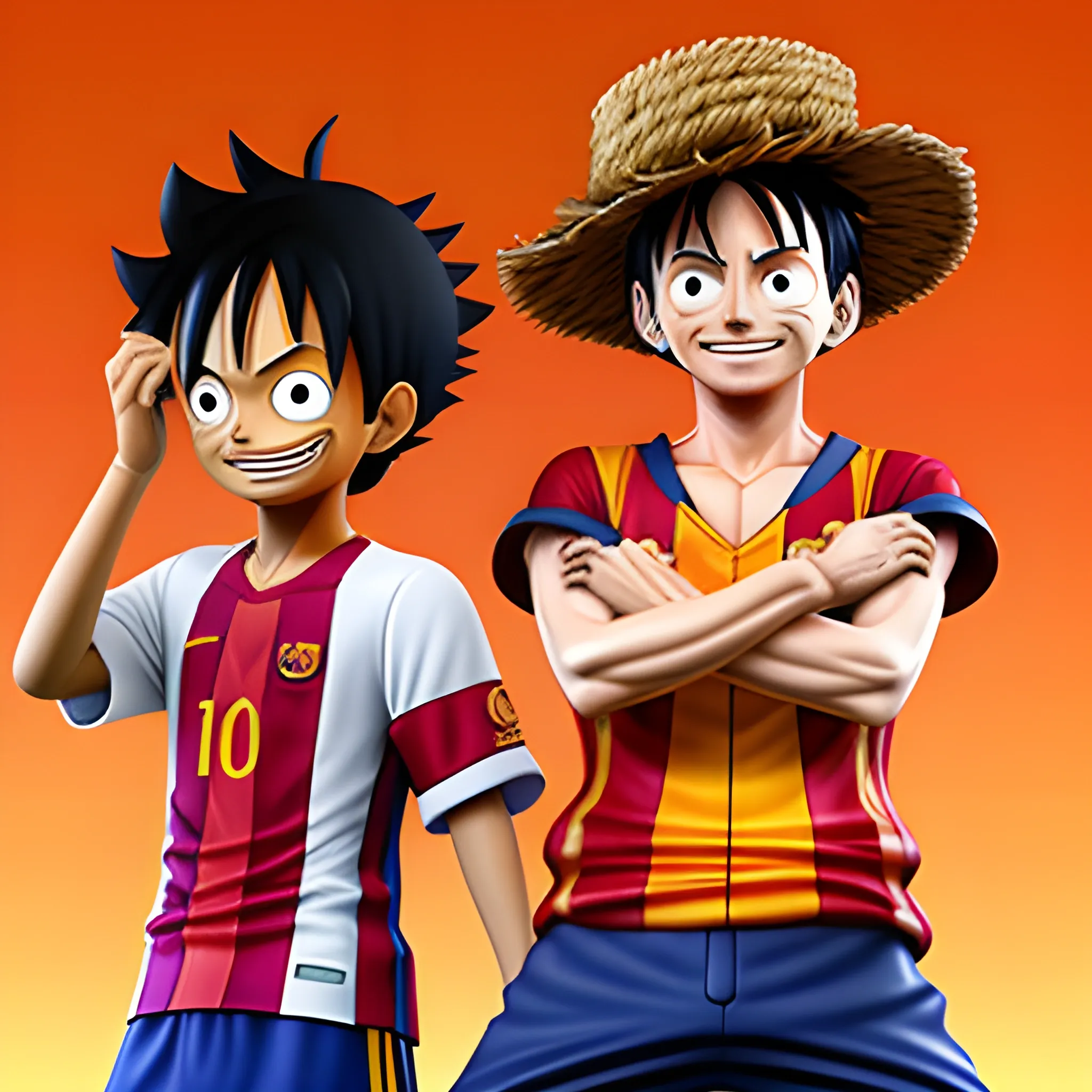 Luffy y Messi , 3D, 3D