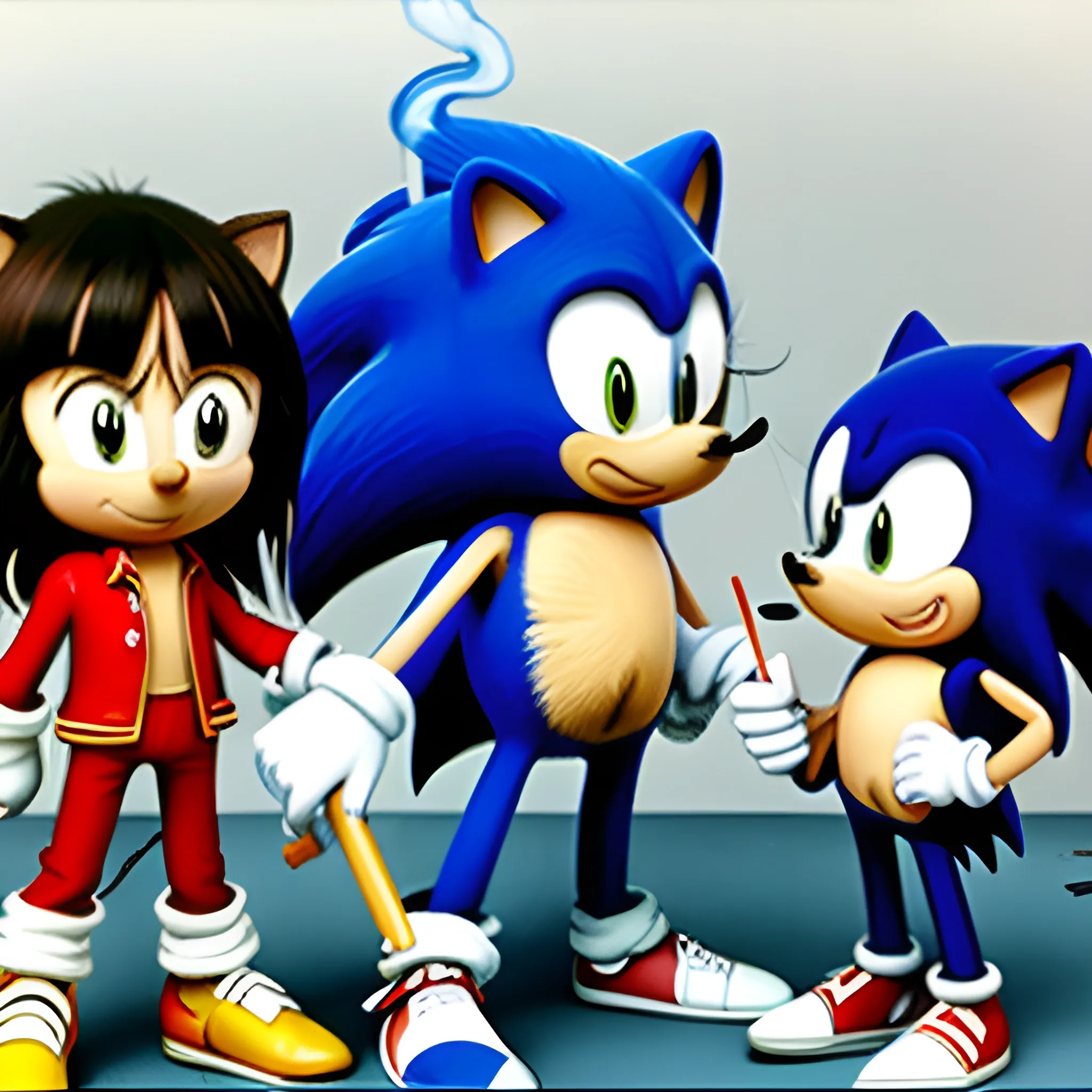 The Beatles & Sonic the hedgehog, smoking a joint, 