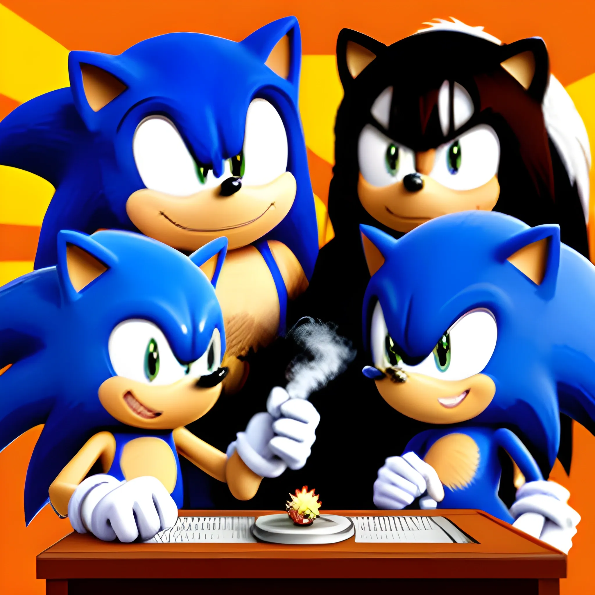 The Beatles & Sonic the hedgehog, smoking a joint