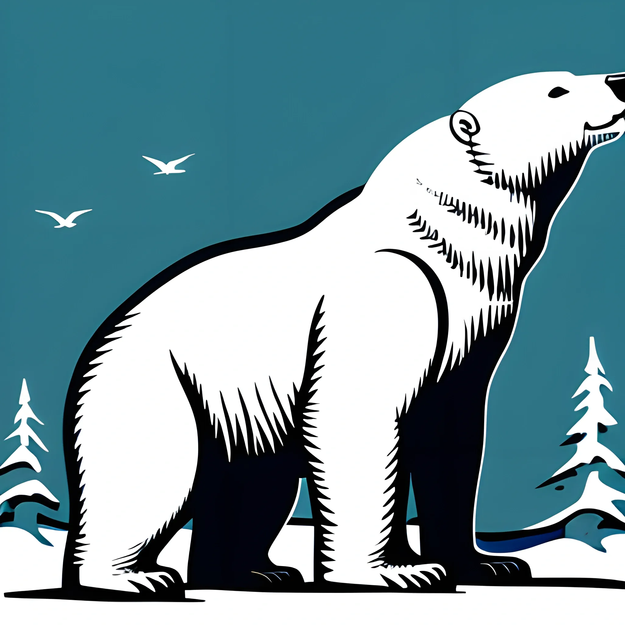 winnipeg polar bear full body, Linocut