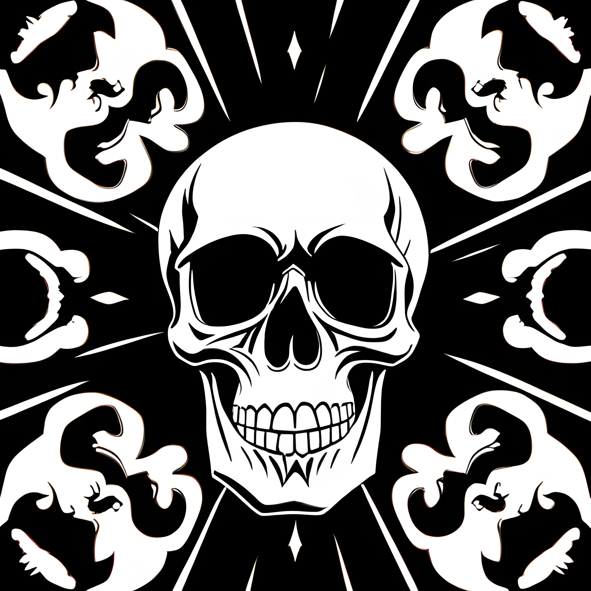 , Cartoon skull black back ground
