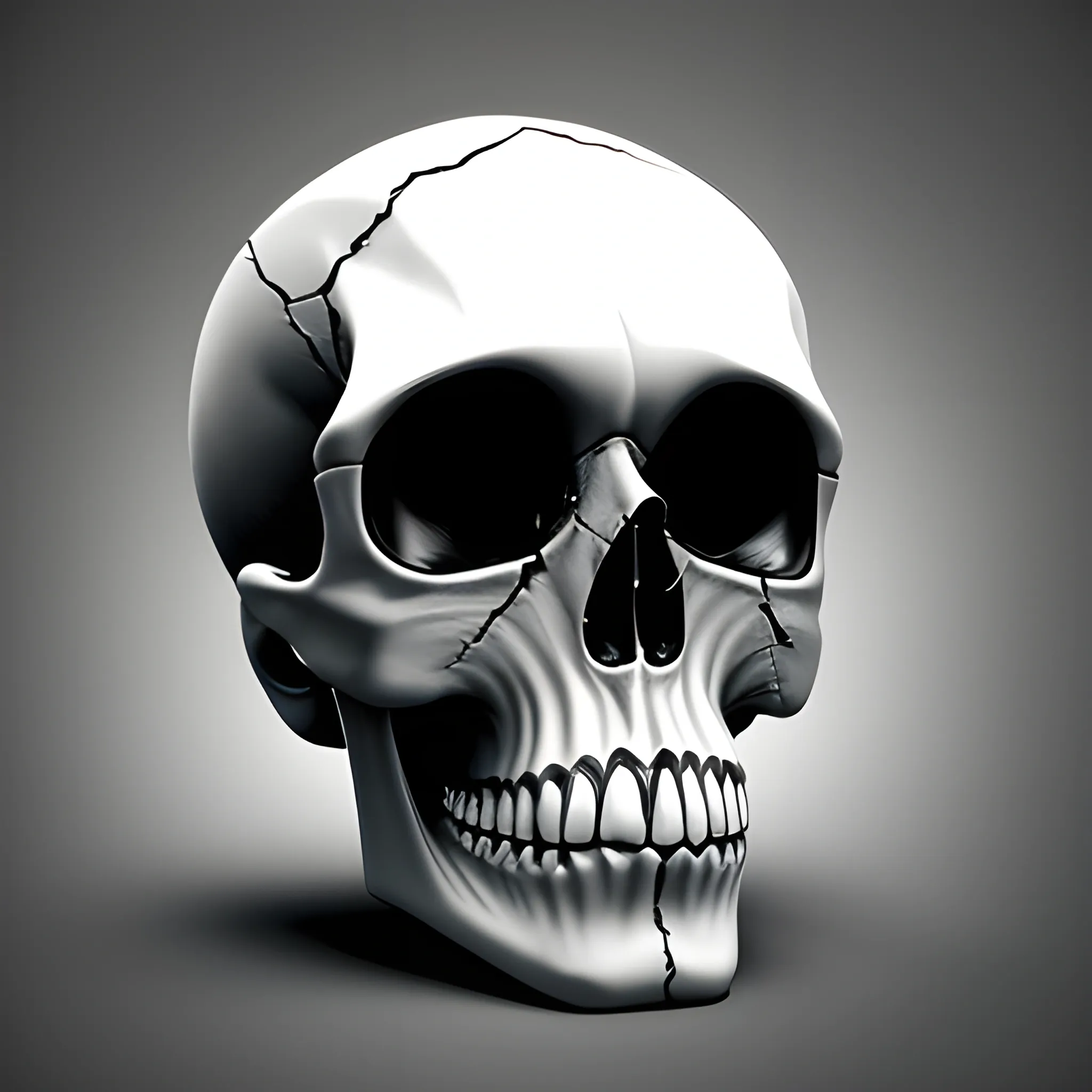 cracked skull simple 2D