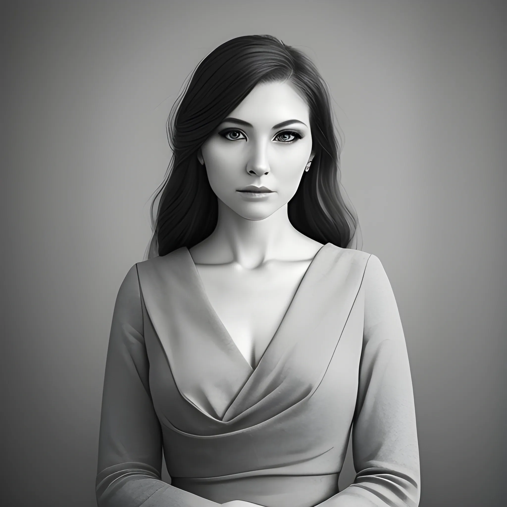 Portrait of beautiful woman, gray tones, solemn and elegant, professional photography