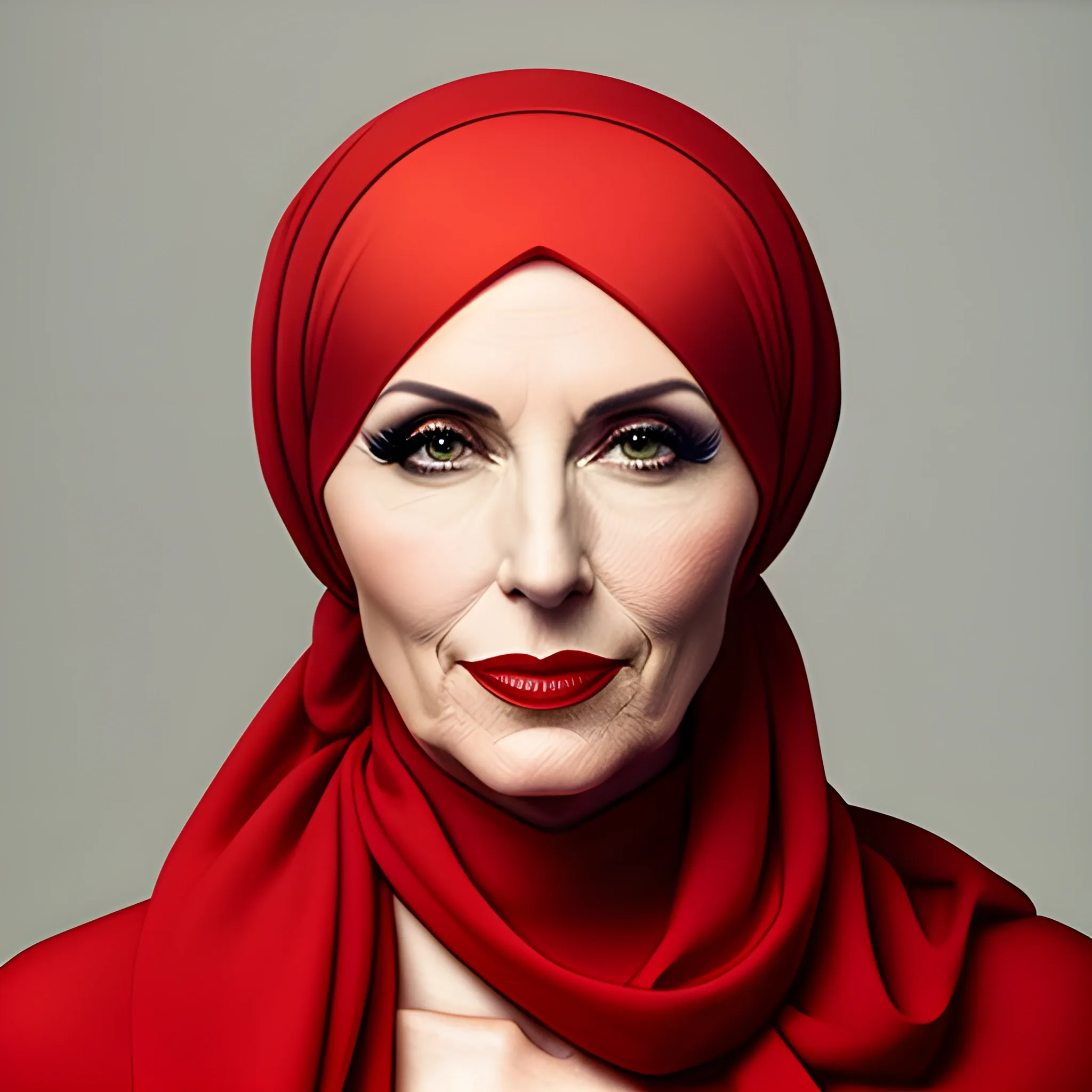 Portrait of girl with red headscarf, masterpiece