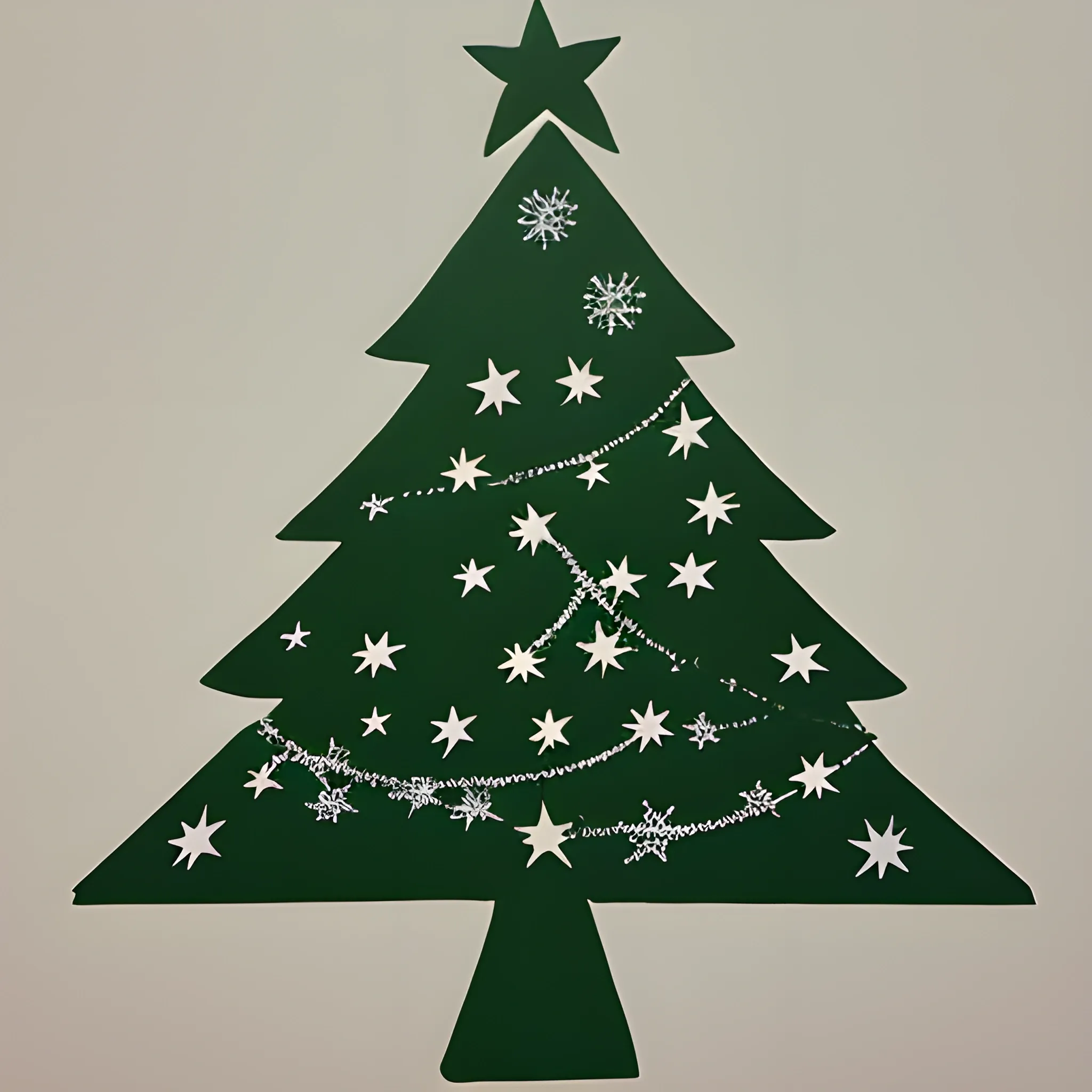 Simple Christmas tree with star, linocut - Arthub.ai