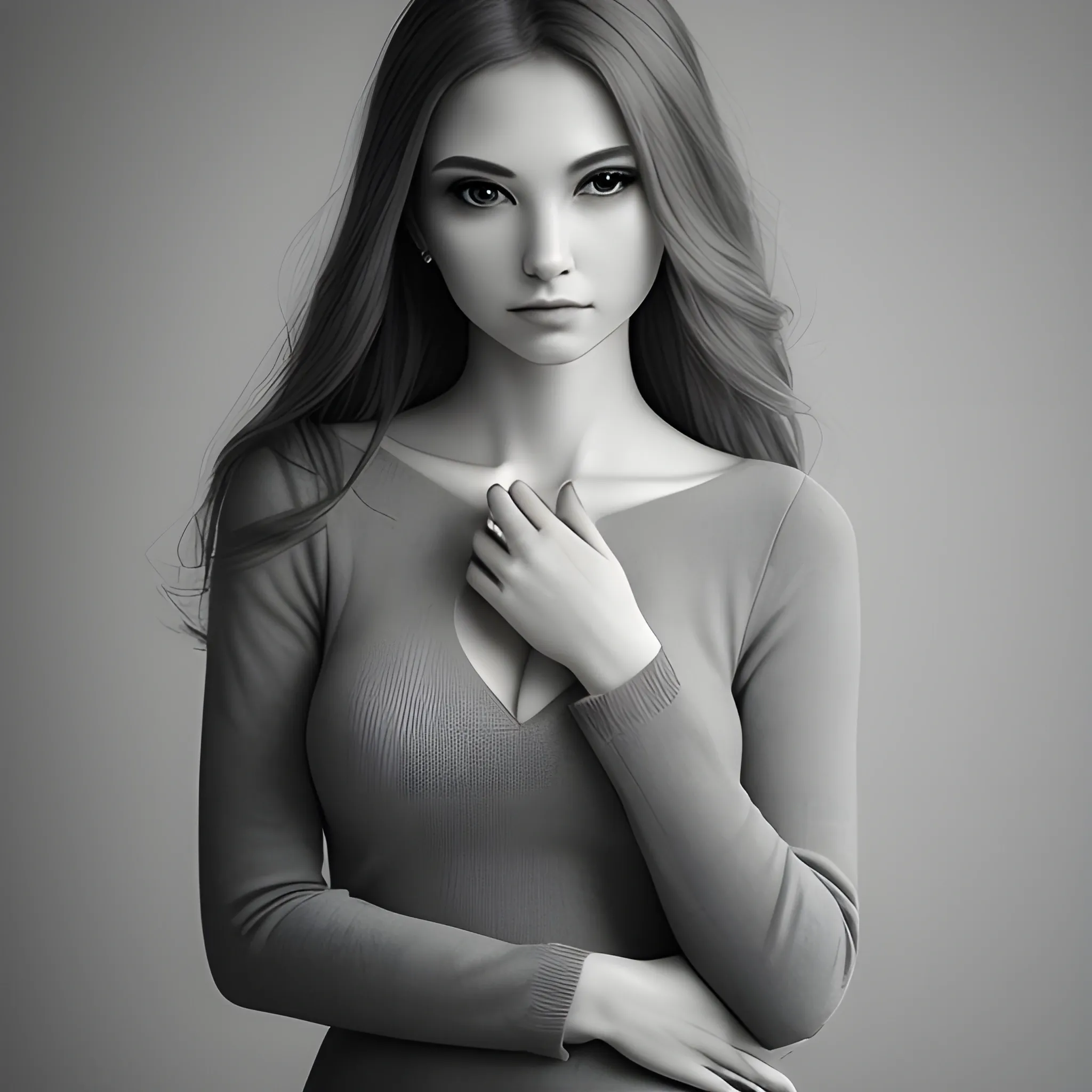 beautiful woman, gray tones, solemn and elegant, professional photography