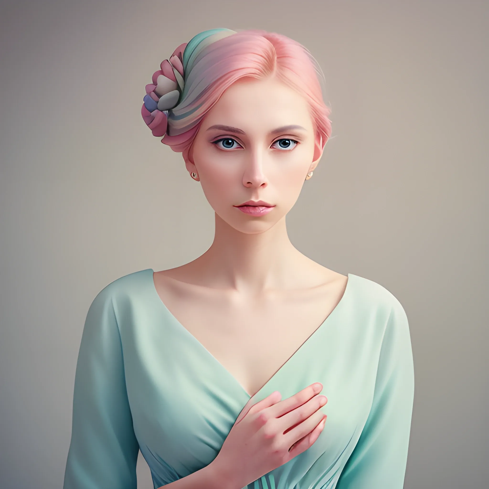 beautiful woman, full pastel color, solemn and elegant, professional photography