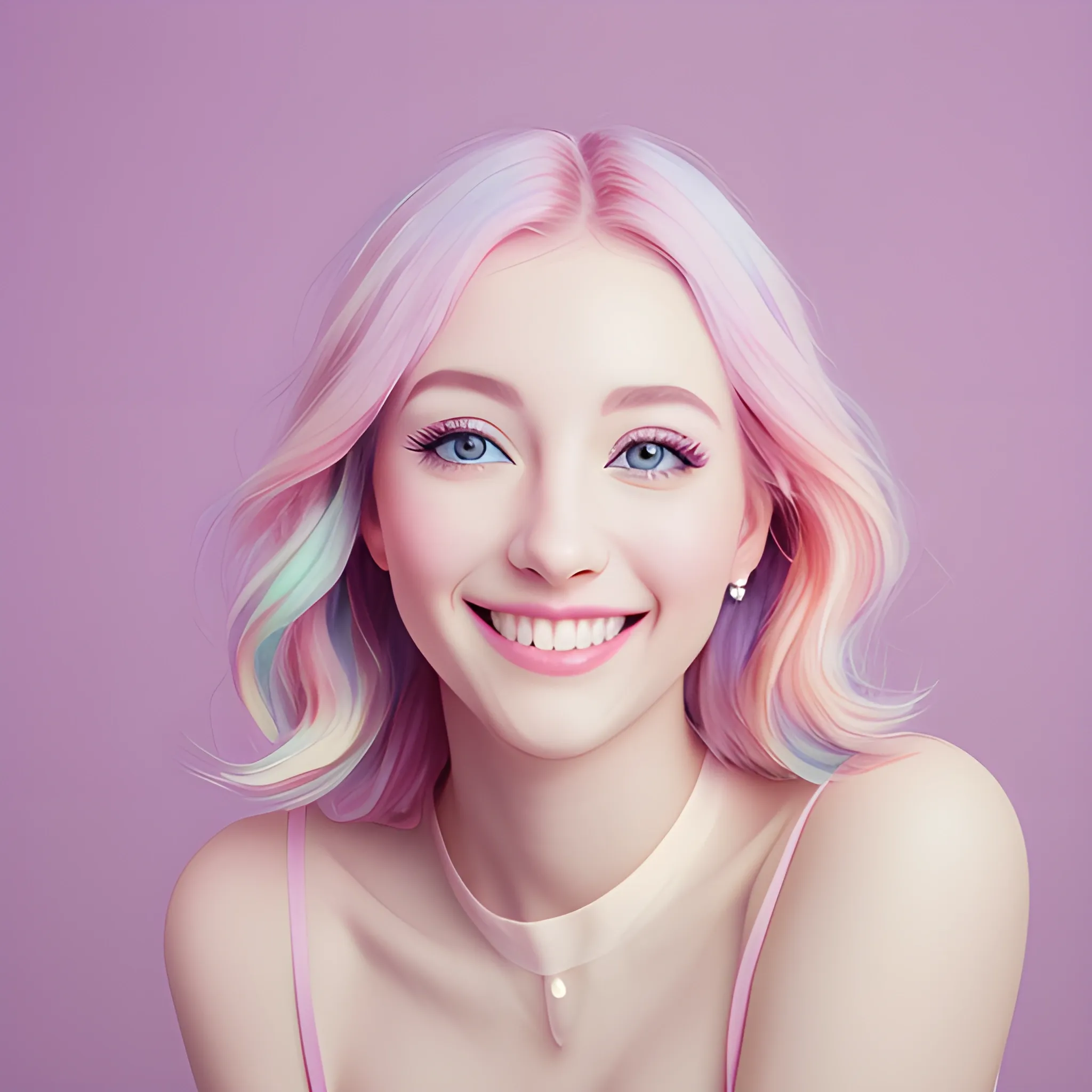 beautiful woman, full pastel color, happy, professional photography