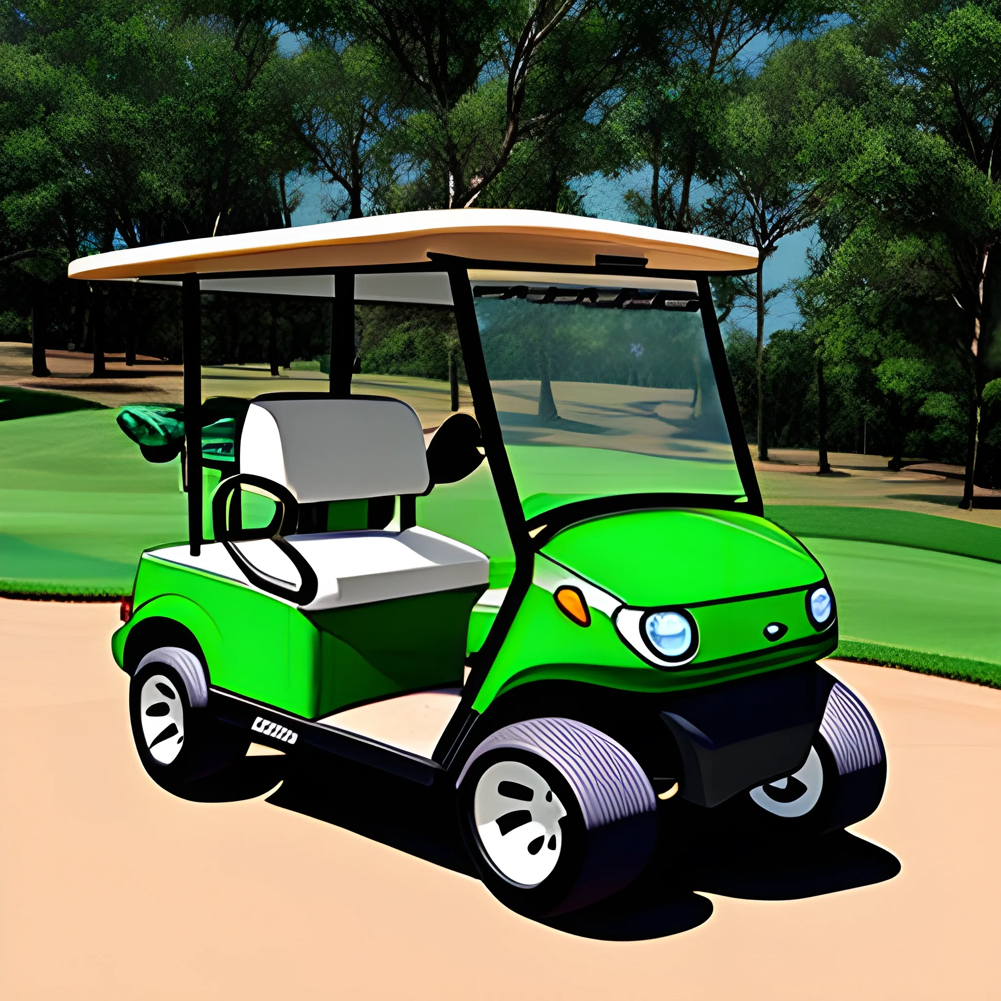 , Cartoon flyer advertising golf cart service