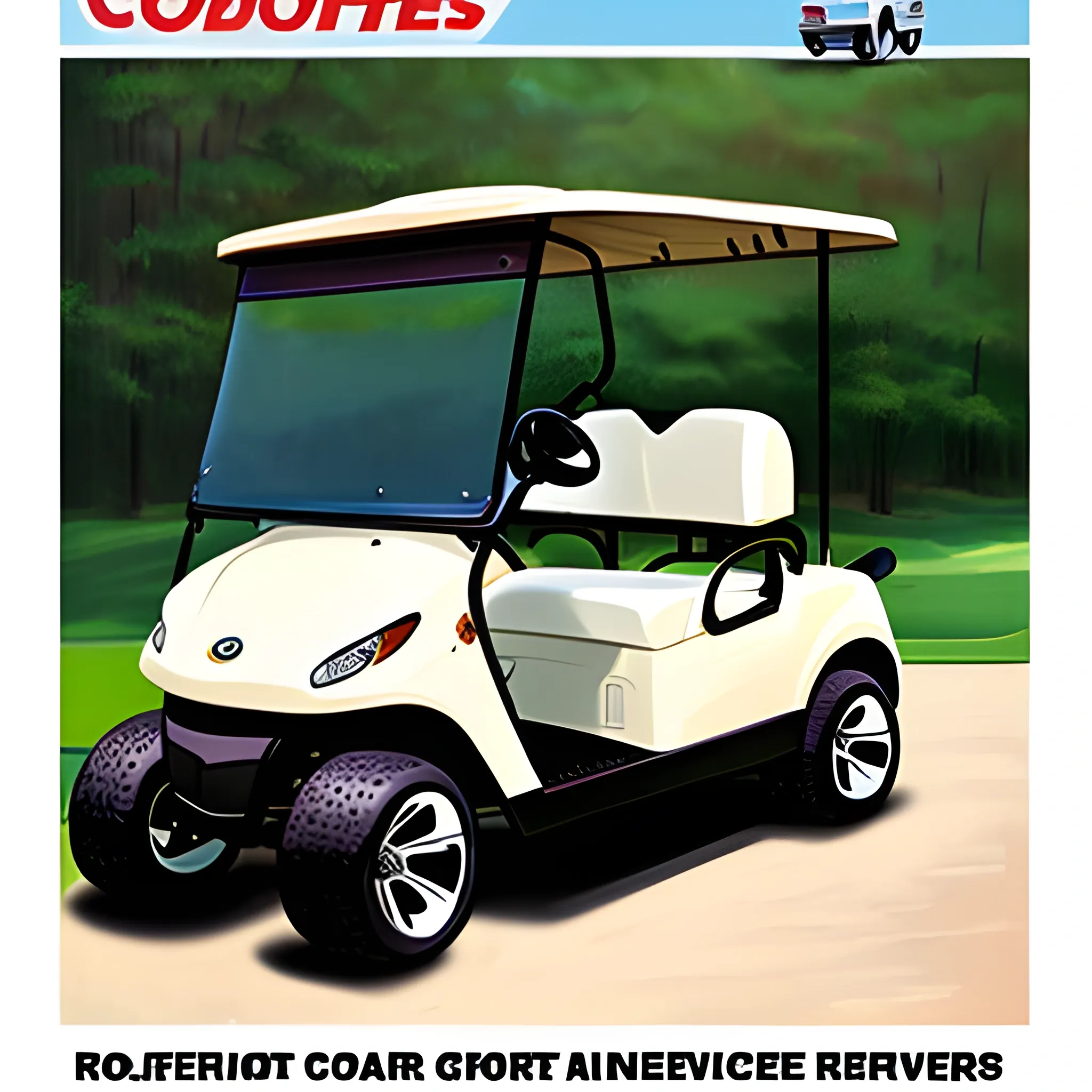 flyer advertising a golf cart repair service company , Oil Painting