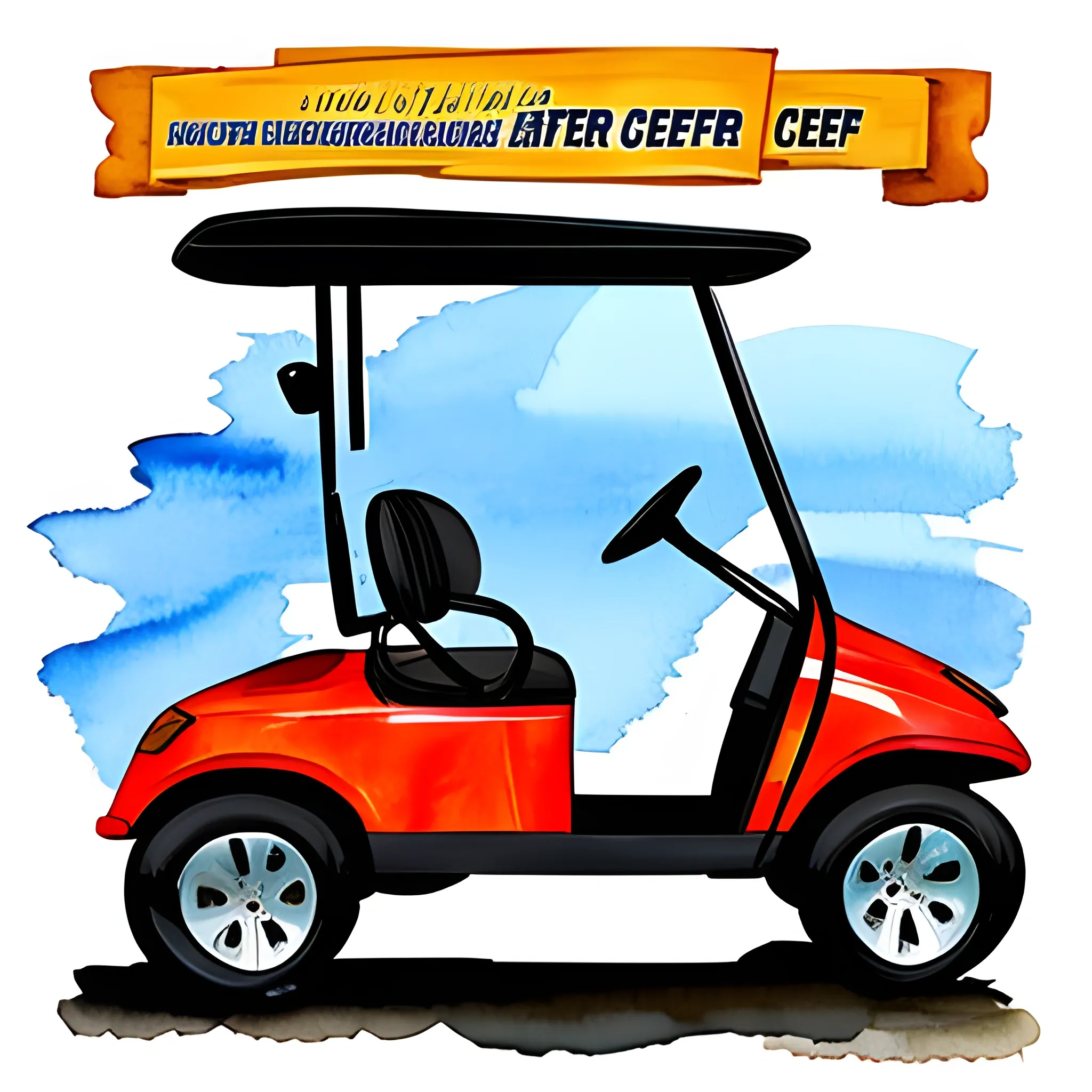 flyer advertising a golf cart repair service company , Water Color