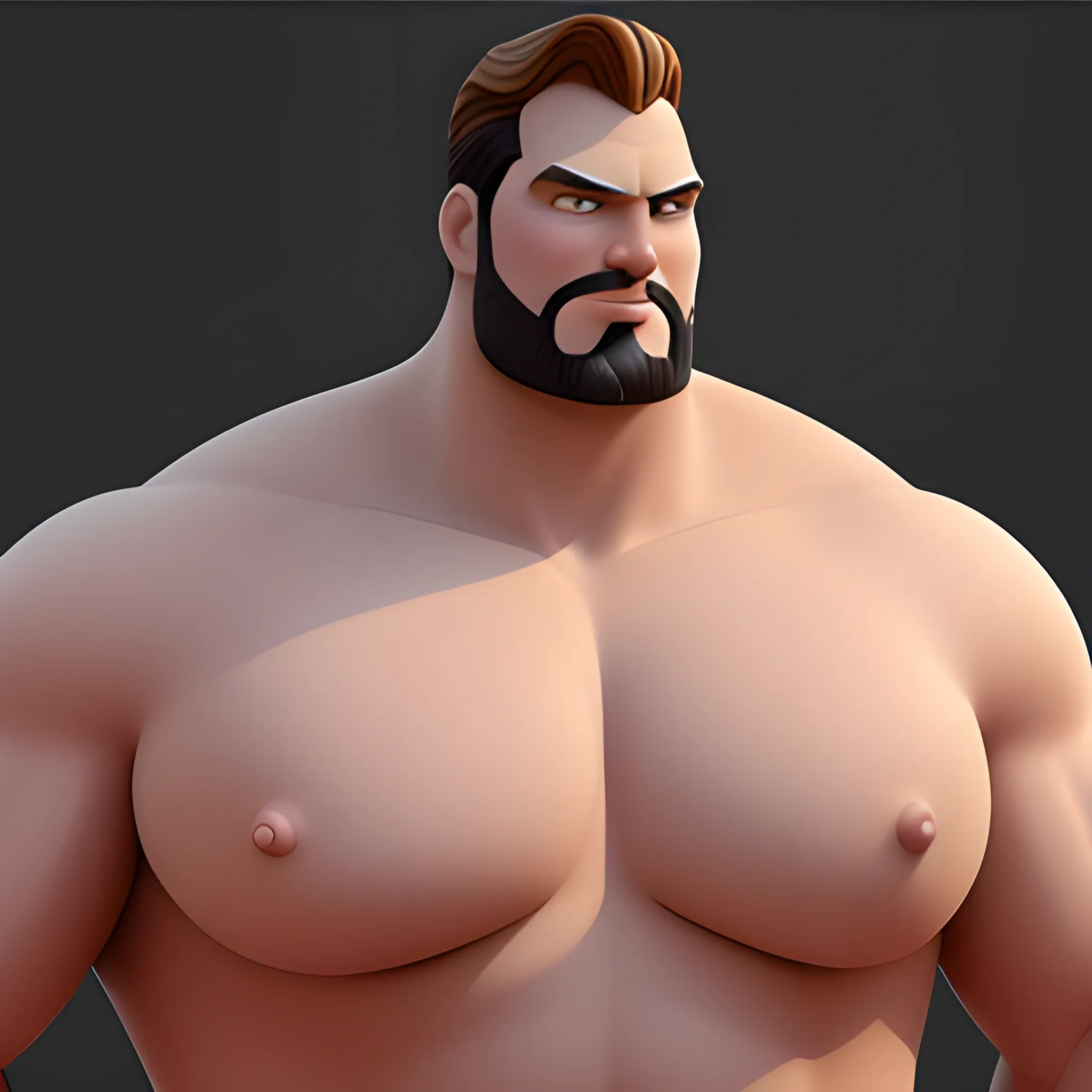 Henry giant pecs saindo leite dos mamilos, 3D