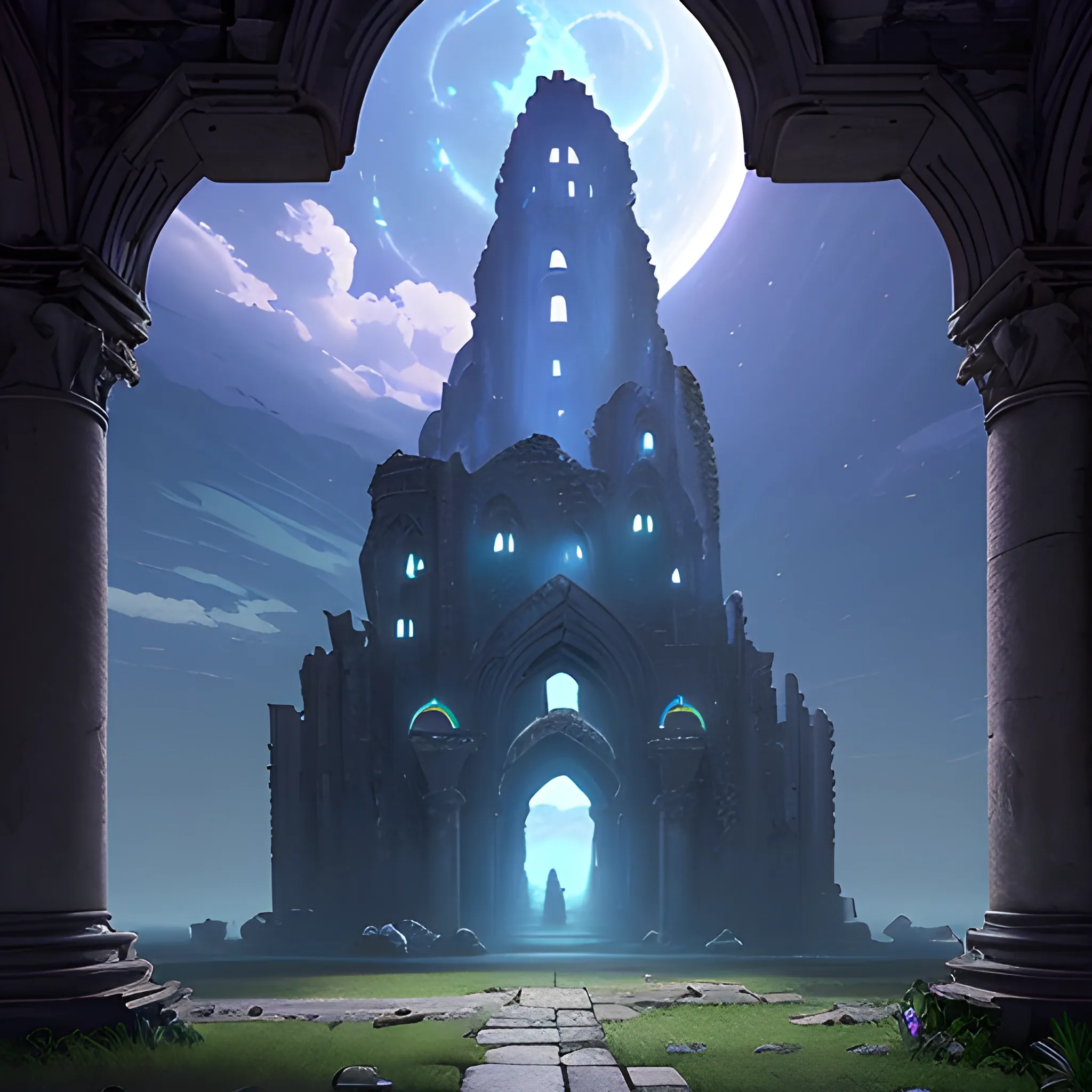 "Lonely Planet," "Majestic Ruins," "Ethereal Glow," "Cinematic Lighting, Cinematic Shadows," "3D Style, Anime Elements"
"width": 960, "height": 540, "seed": "566136464", step:"60", "version": "SH_Deliberate"
