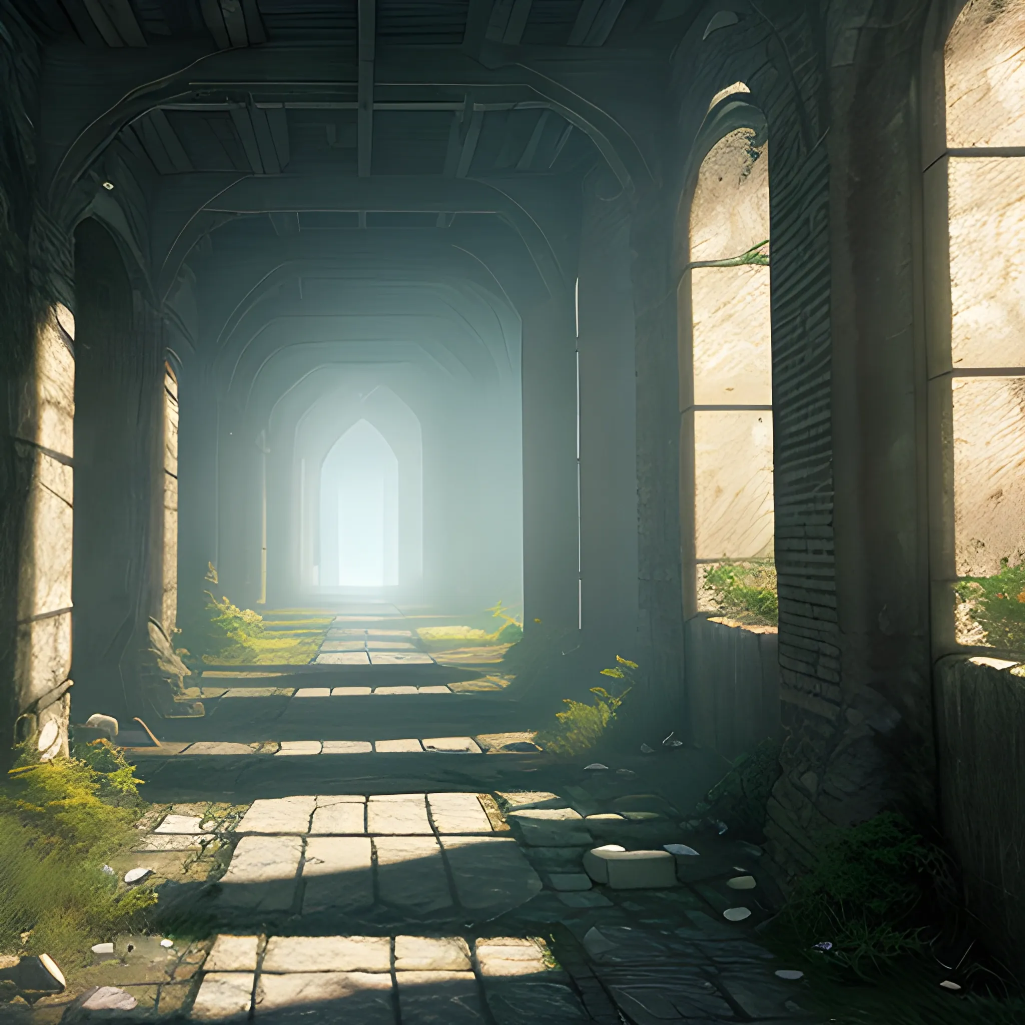 "Wandering Soul," "Ancient Pathway," "Mystical Illumination," "Sunlight Filtering Through Debris," "3D Style, Cinematic Realism"
"width": 960, "height": 540, "seed": "566136464", step:"60", "version": "SH_Deliberate"