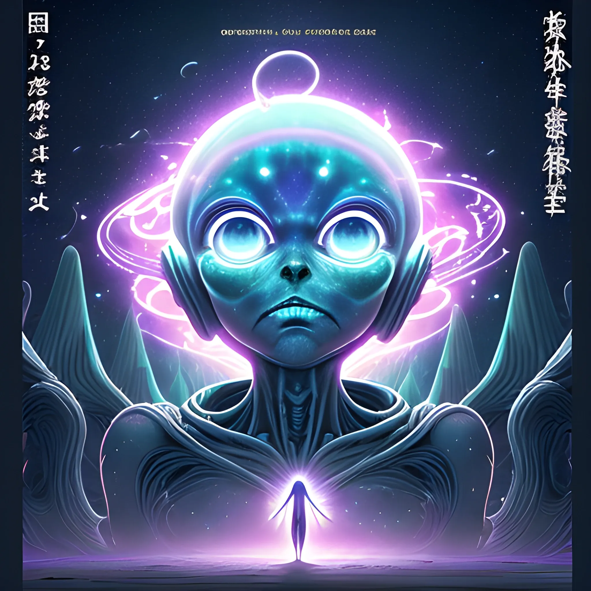 Otherworldly Greeting, Unearthly Presence, Cosmic Connection, Cinematic Encounter, Radiant Emanation, 3D Style, Alien Anime, width 960, height 540, seed: 566136464, steps: 60, version: SH_Deliberate