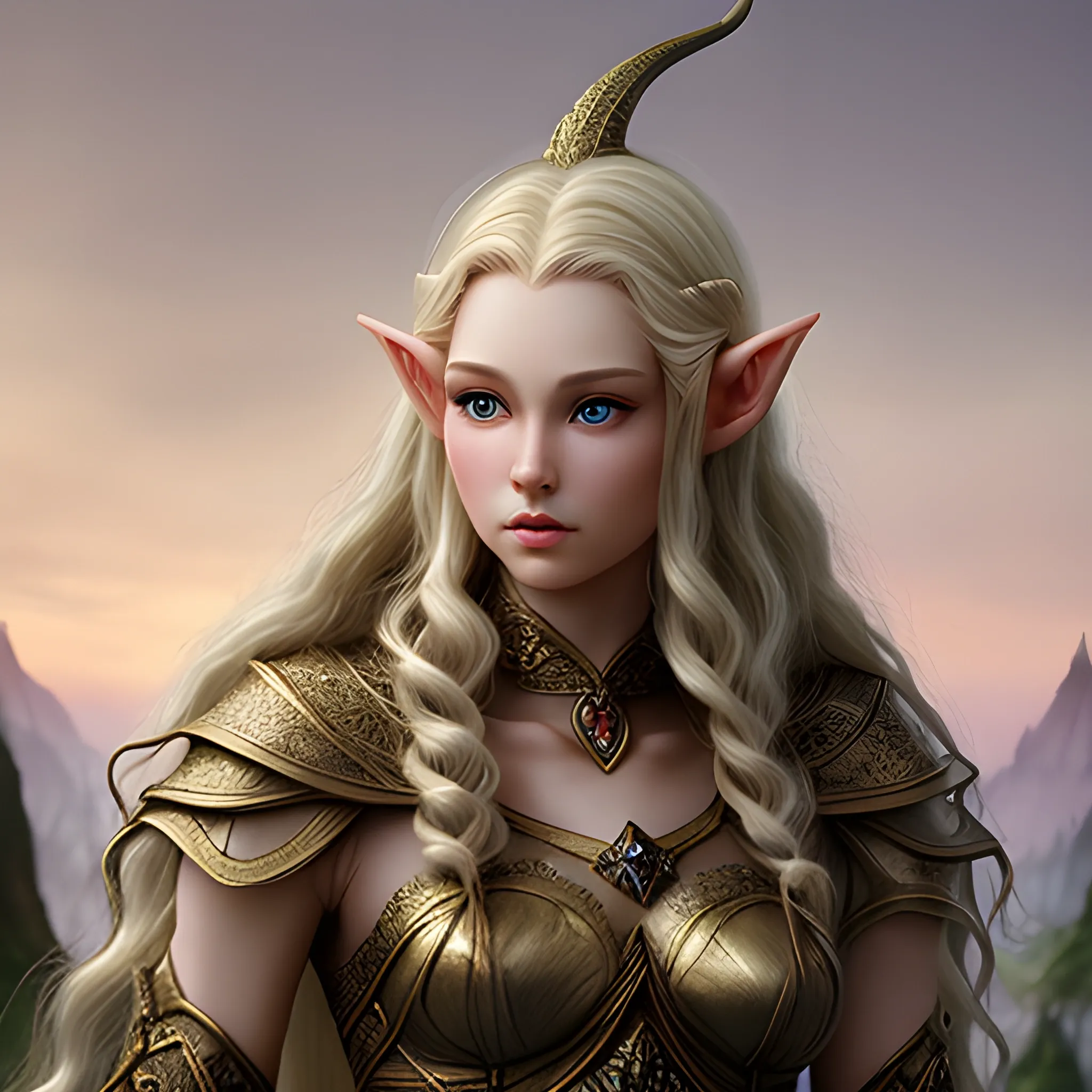 beautiful elf, tall stature, fantasy, perfect, realistic