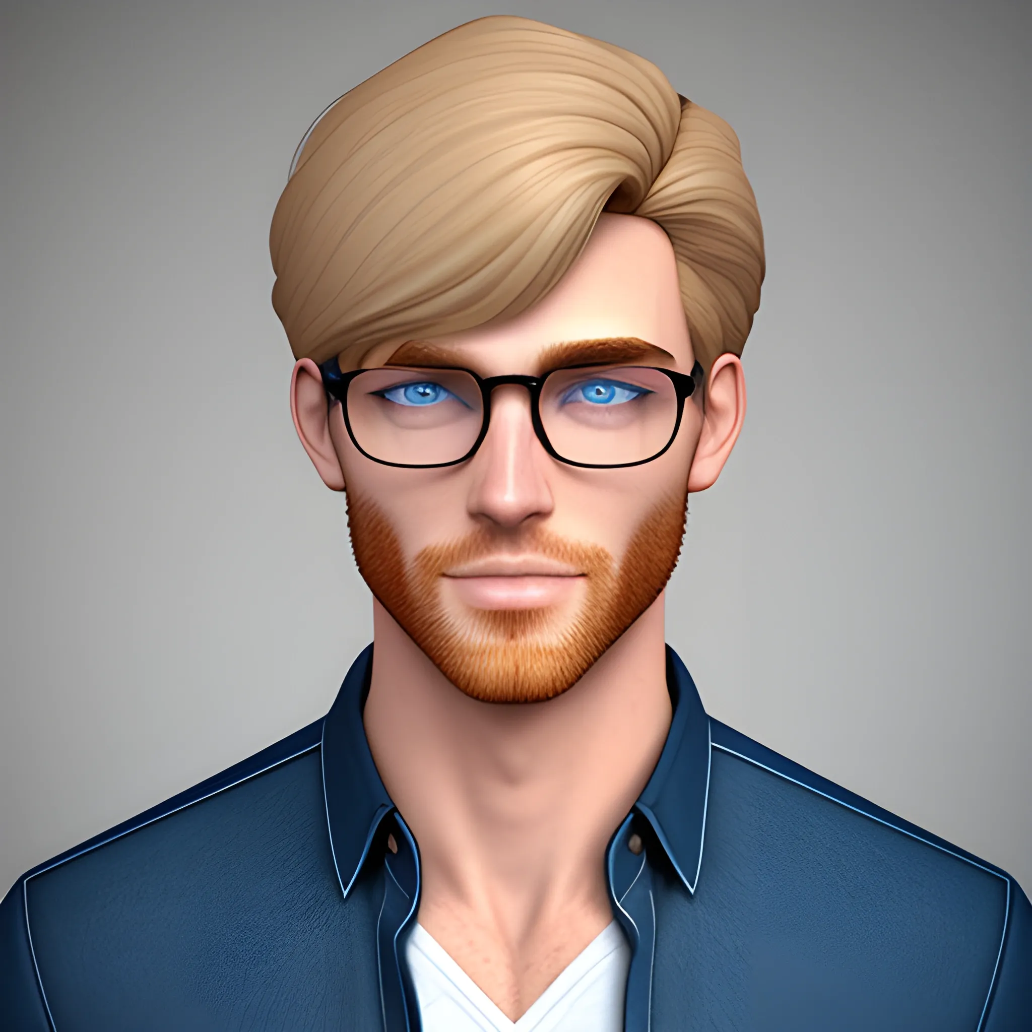 Cute shy blonde hair blue eyed teen with freckles and glasses male realistic
, 3D
