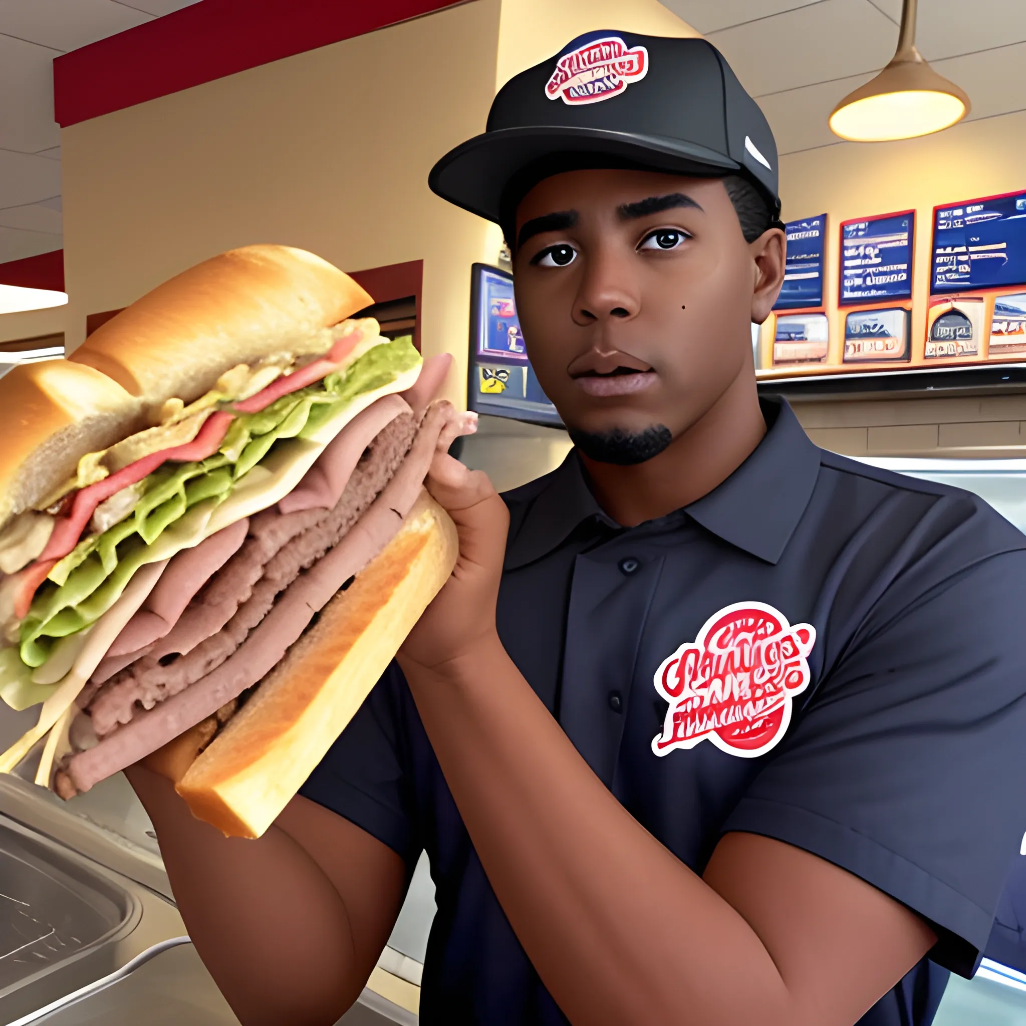 Jersey mikes subs employee making sandwich black man