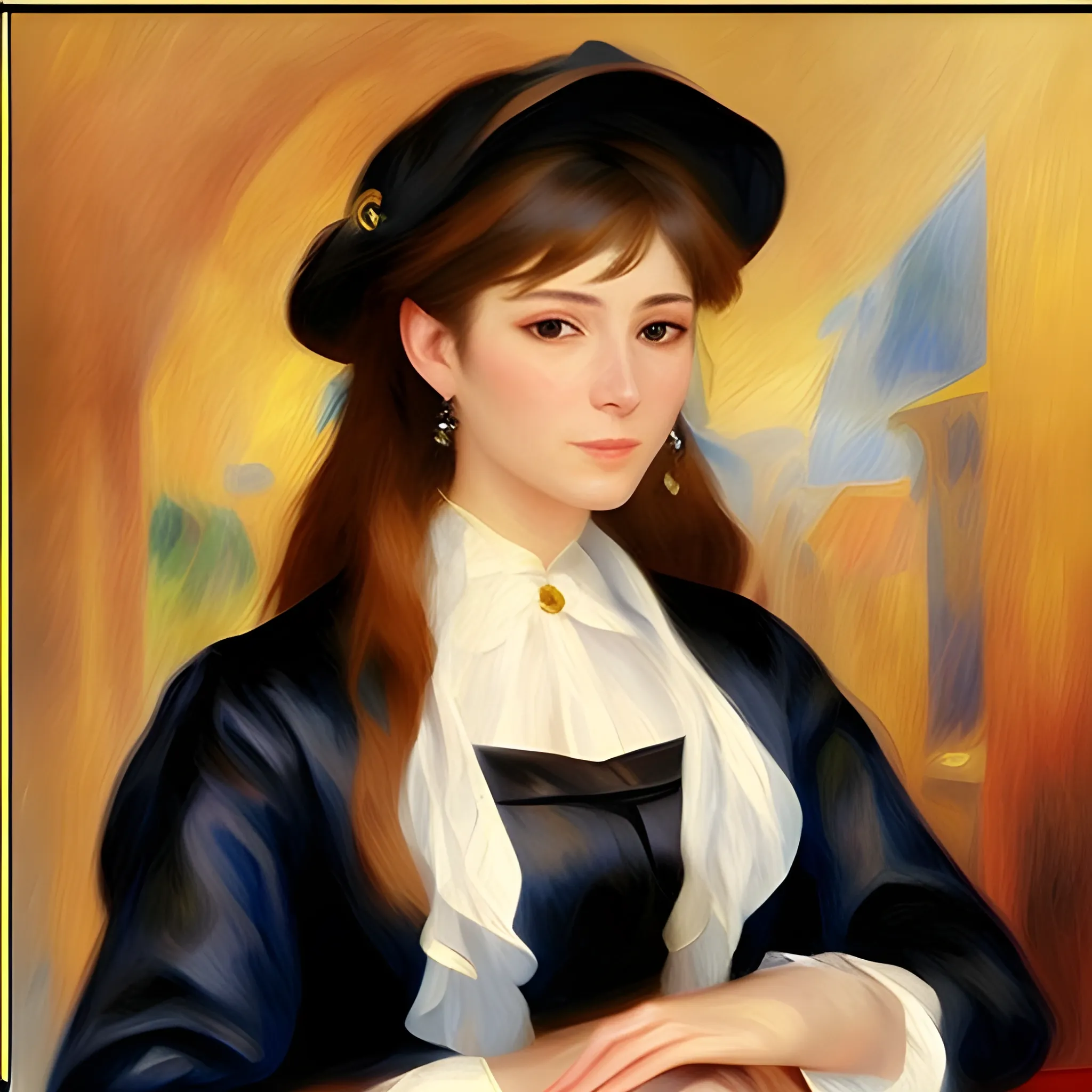 A girl,arknights, Oil Painting,Sargent style, Renoir style,beautiful face